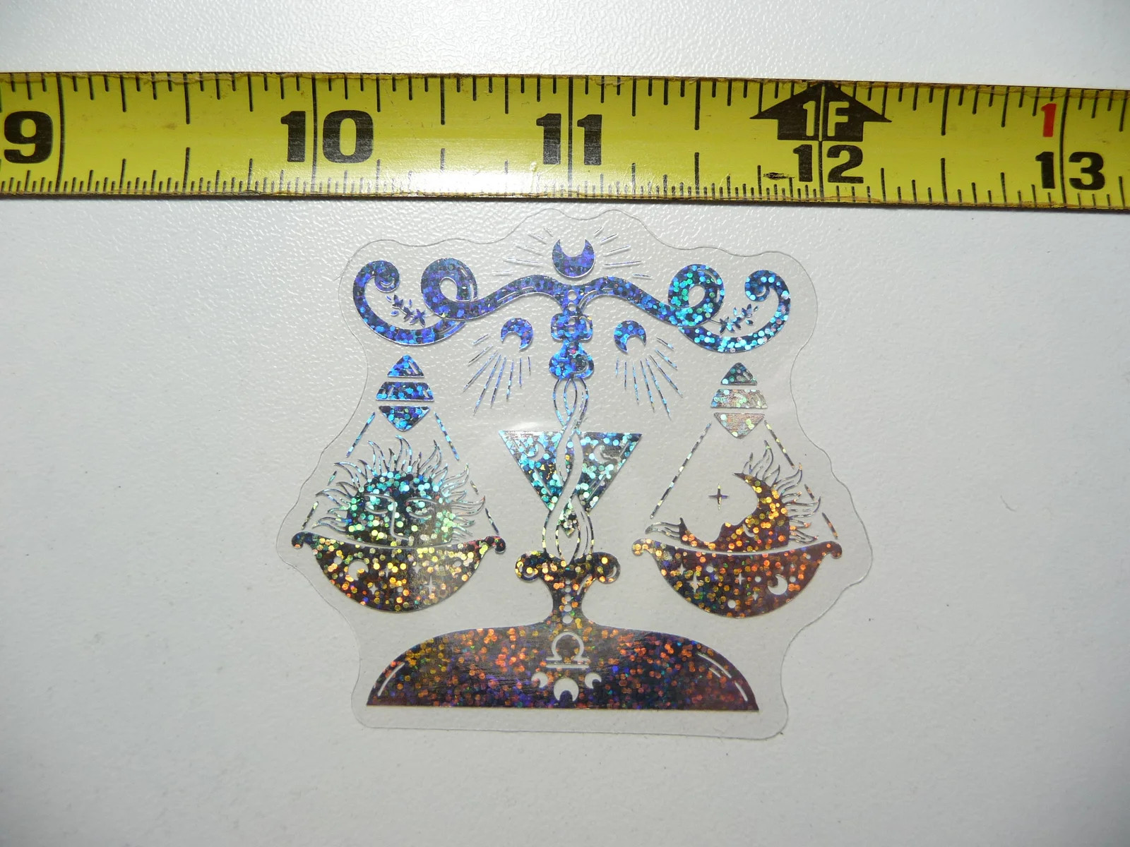 MYSTICAL SUN MOON SCALE HOLOGRAPHIC SMALL STICKER CELESTIAL DECAL SCRAPBOOKING