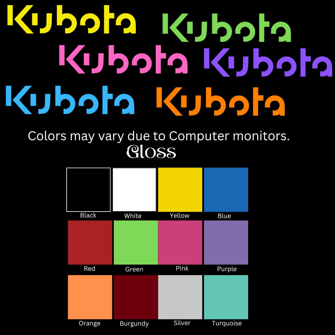 Kubota Vinyl Sticker Decal – 3.5" to 11" Sizes for Tractor, Mower, Blade & More