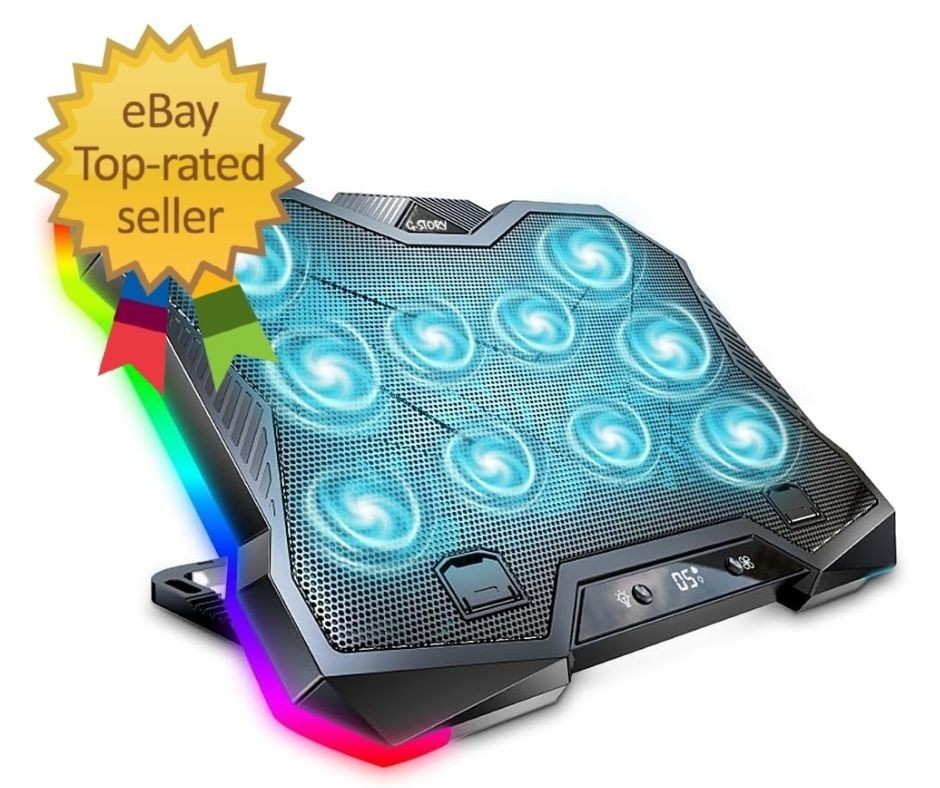 Gaming Laptop Cooling Pad 12-18 Inch Cooler with 10 Turbo Fans USB Adjus