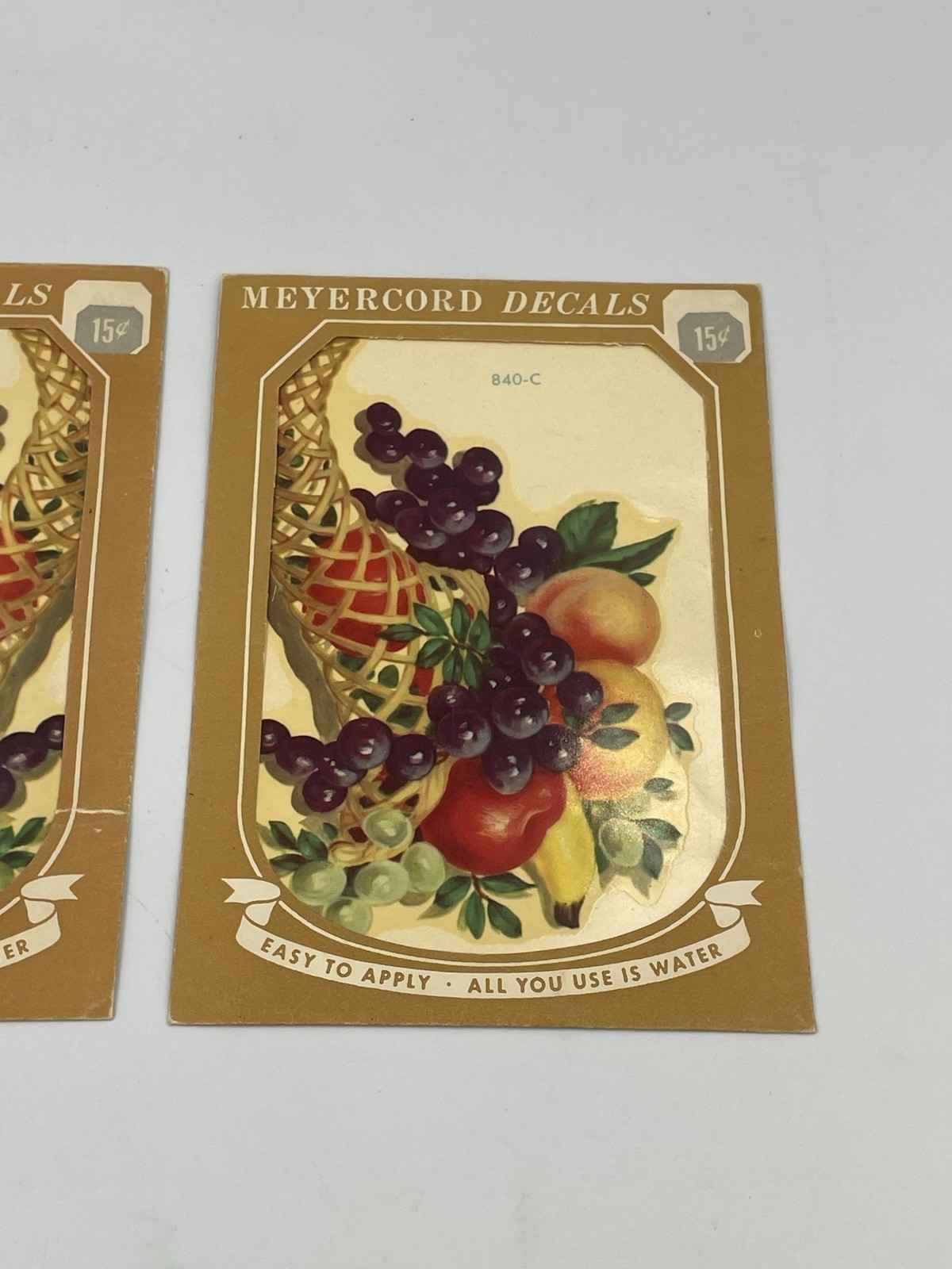 2 Vintage Meyercord Cornucopia Fruit Decals Lot 1950s Kitchen Decor 840-C/D A8