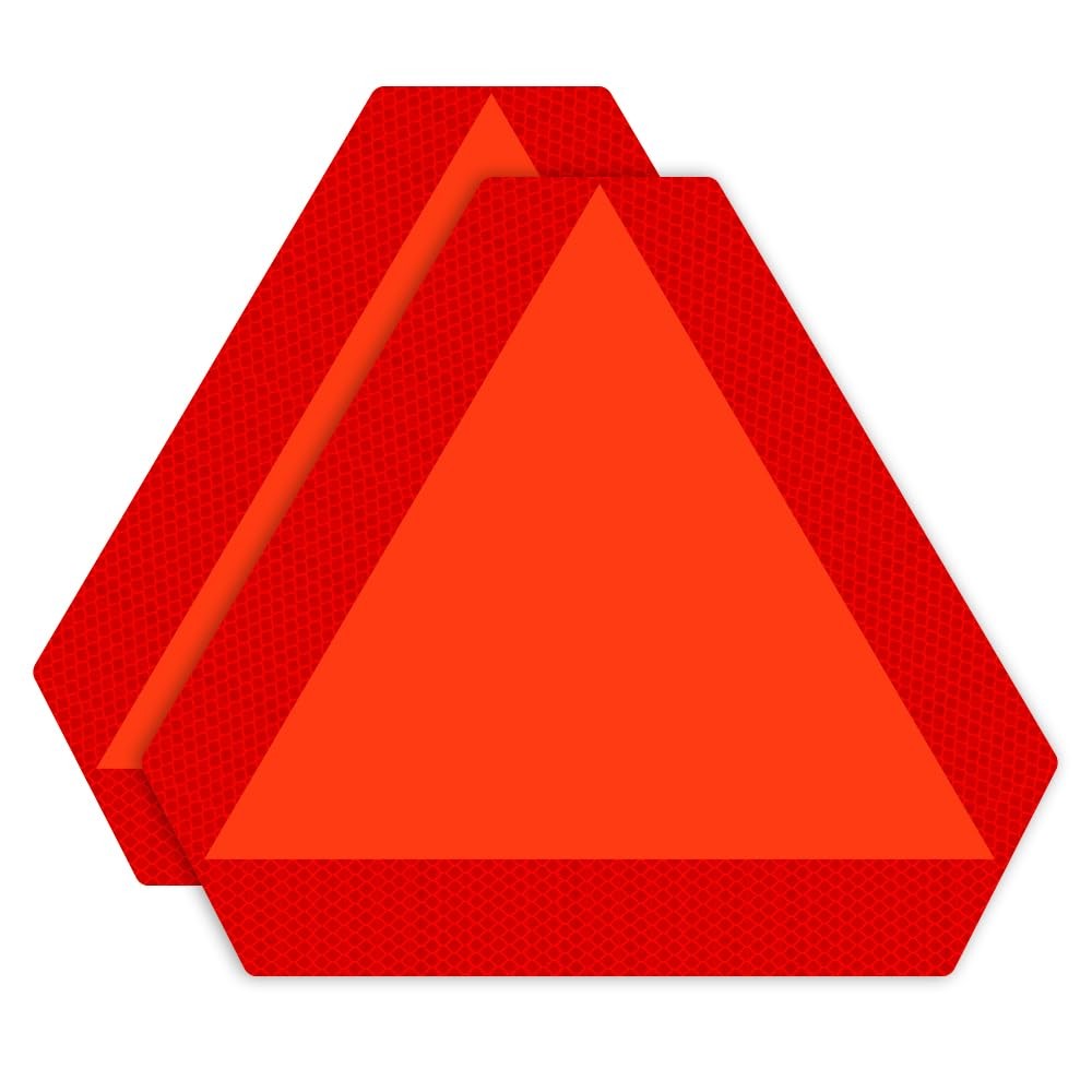 2 PACK SLOW MOVING VEHICLE SIGN 14×16 INCH REFLECTIVE PVC SAFETY TRIANGLE DECAL