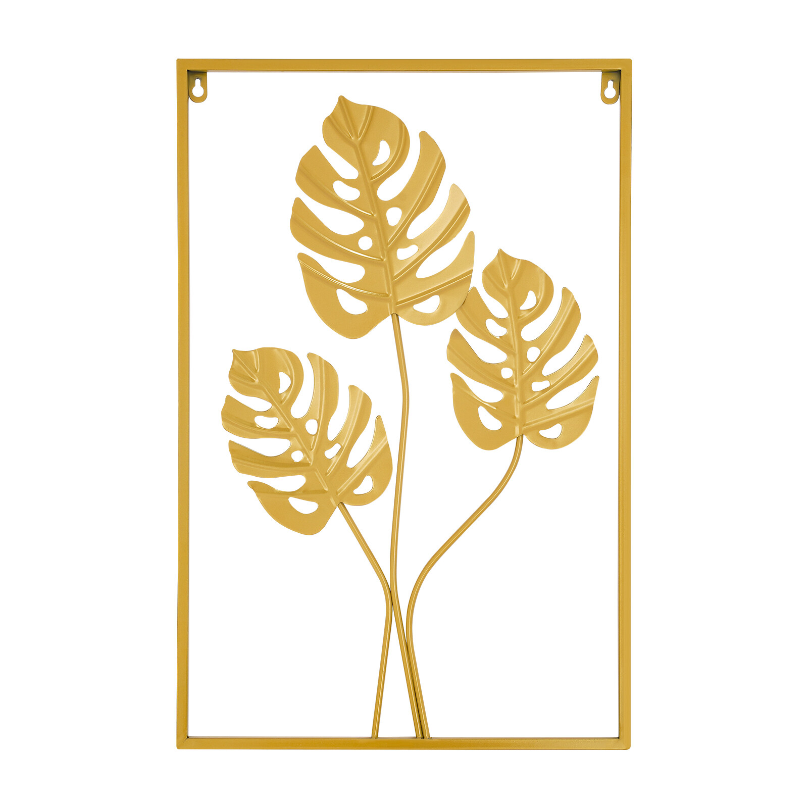 2PCS Wall Decorations Gold Iron Leaf Wall Hanging Home Decor with Frame Golden