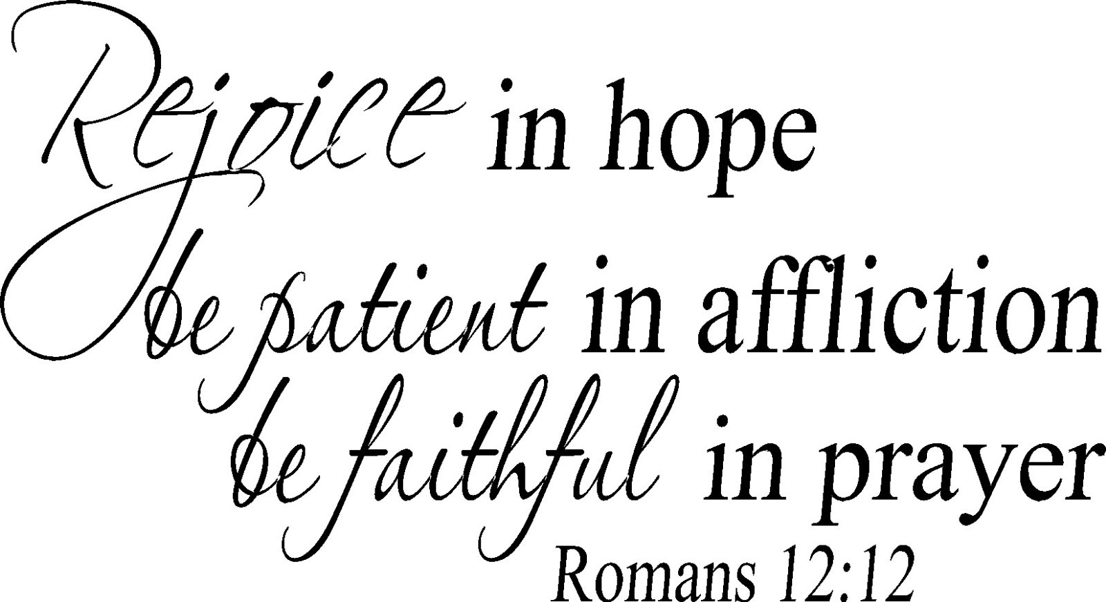 Romans 12:12 11 x 22 Motivational Vinyl Wall Decal ~ Scripture Wall Art