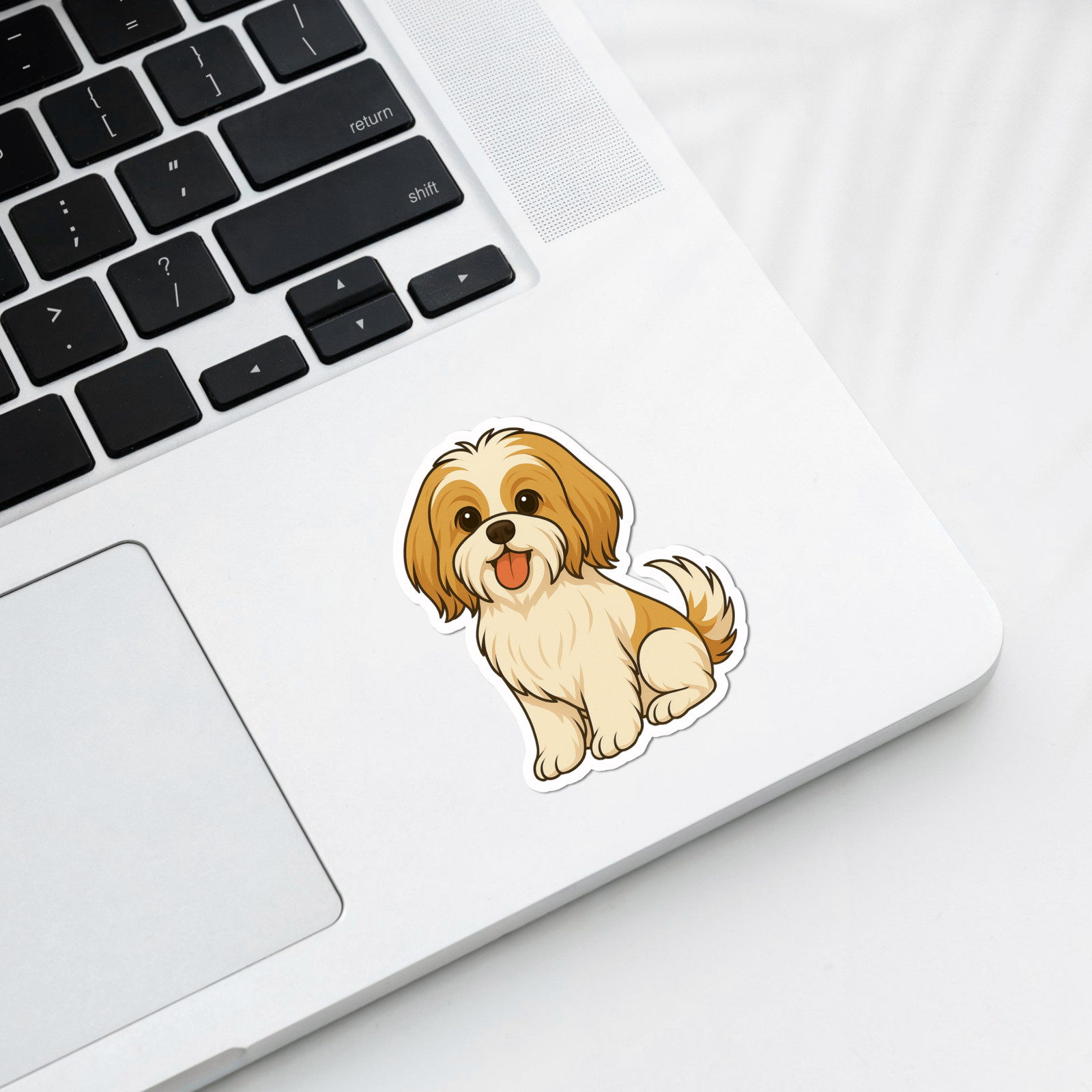 Personalized Shih Tzu Dog Sticker Magnet Bookmark – Gold and White