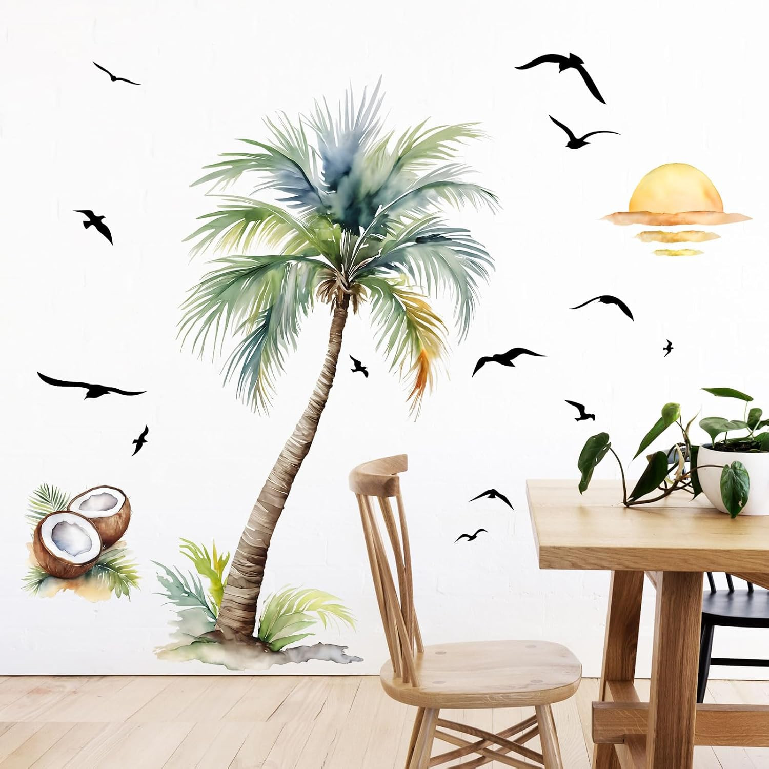 Tropical Palm Tree Wall Decals Peel and Stick Art for Nursery or Bedroom