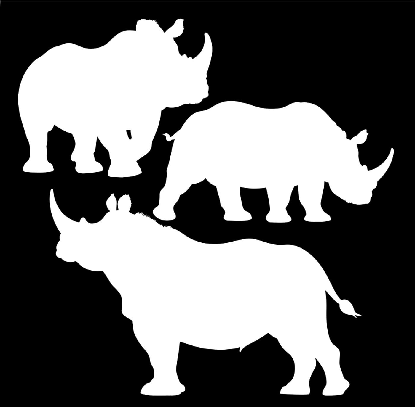 Rhinoceros Rhino Three 5" Vinyl Decals Car Truck Window Any Flat Surface