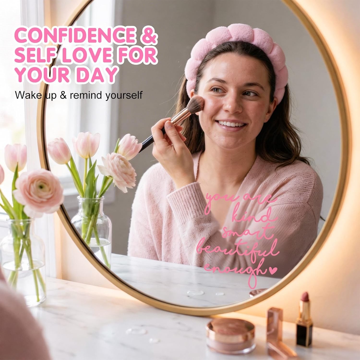 2 x Mirror Decal Vinyl, Car Mirror Decor, Mirror Sticker, Positive Pink