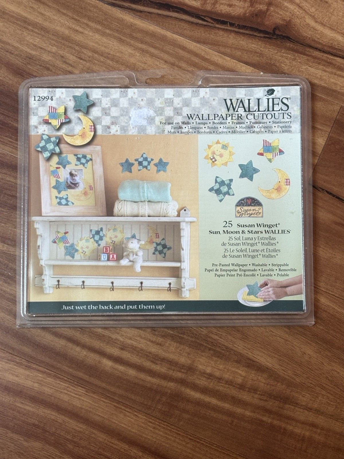 Wallies Peel & Stick Vinyl Wallpaper Decals Susan Winget Sun, Moon & Stars NEW