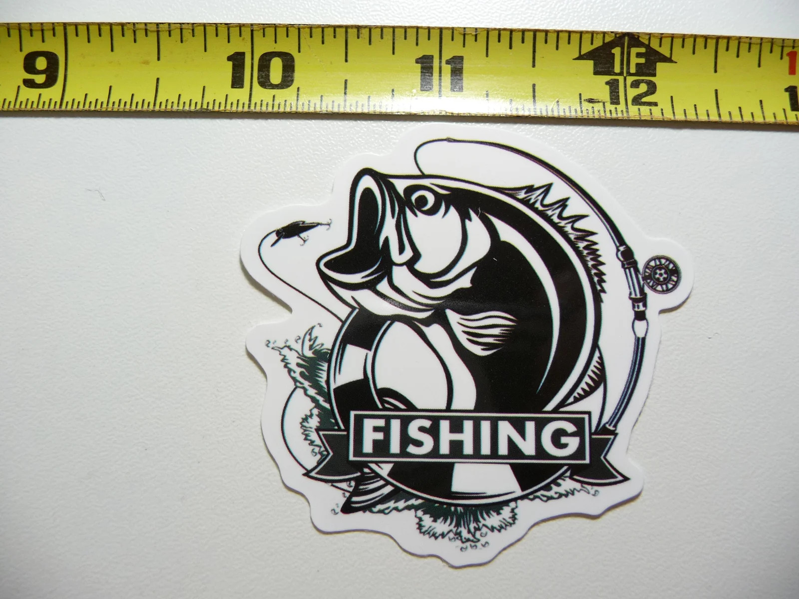 ROD REEL FISHING HOOK FISHING SMALL STICKER DECAL FUN SPORT FUNNY