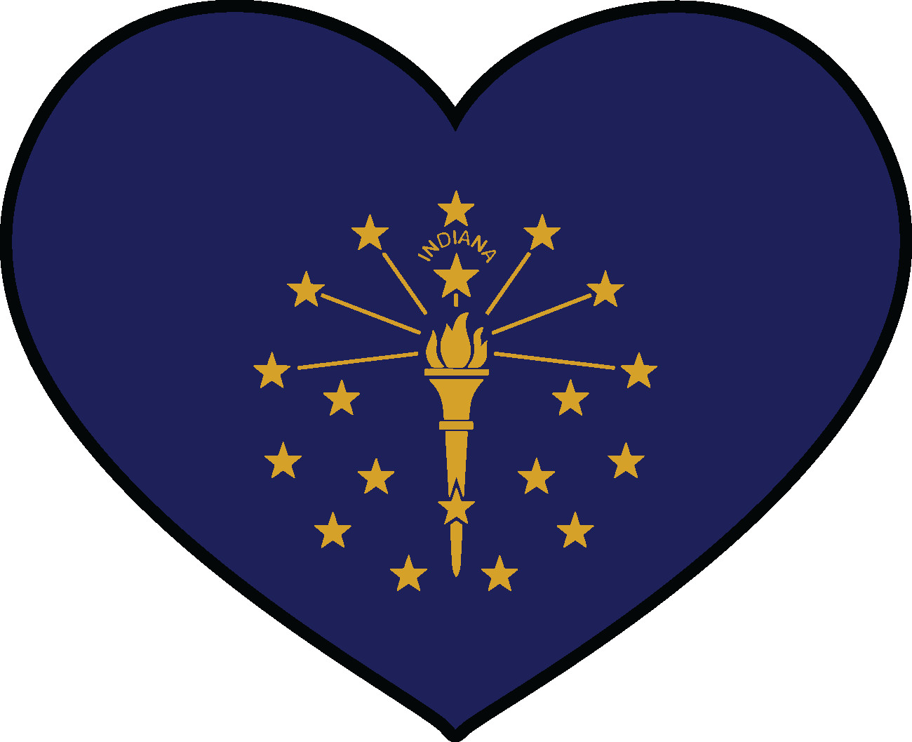 State of Indiana Flag Heart Sticker Decal USA Indiana State