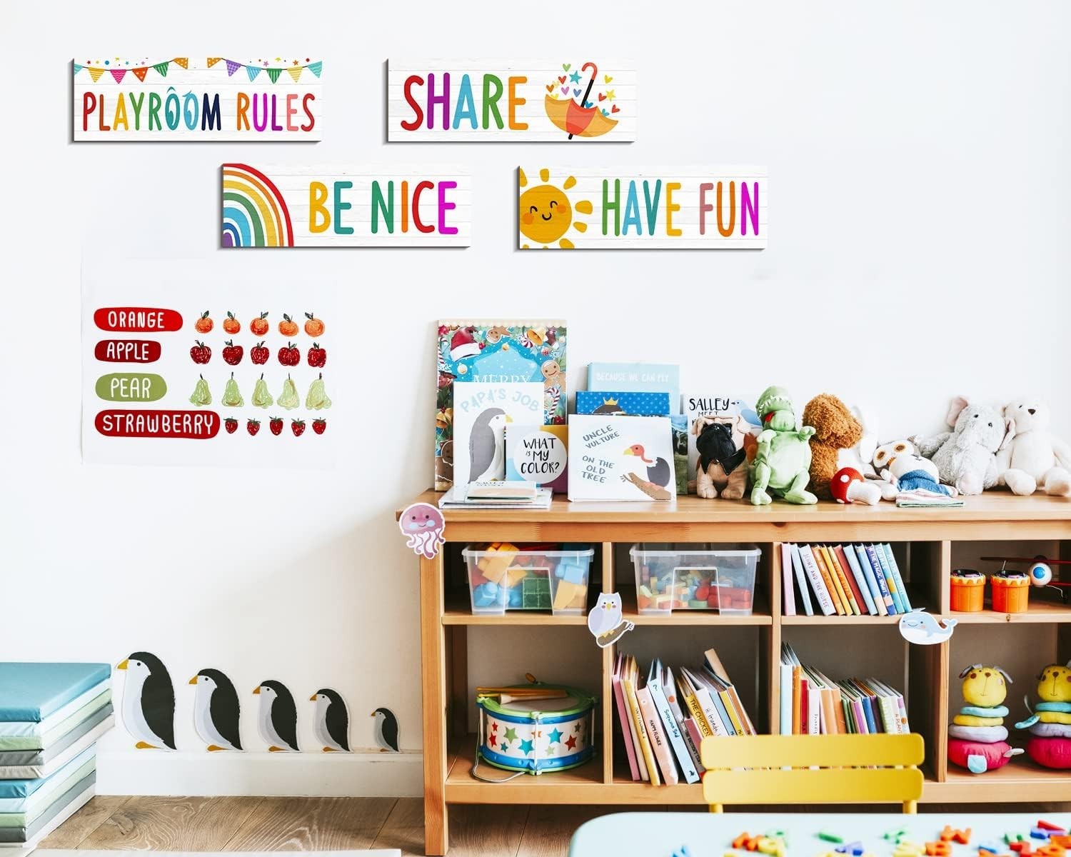 4 Pcs Playroom Sign Kids Playroom Wall Decor Playroom Rules Quotes Sign Be Ni…