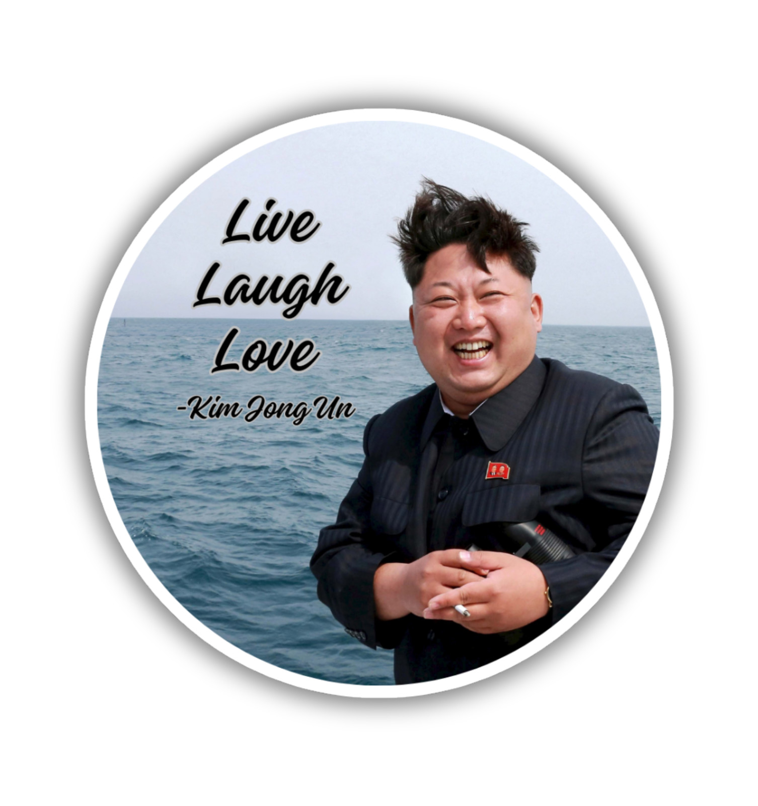 Live, Laugh, Love Kim Jong Un Funny Fridge Magnet or Laptop Sticker