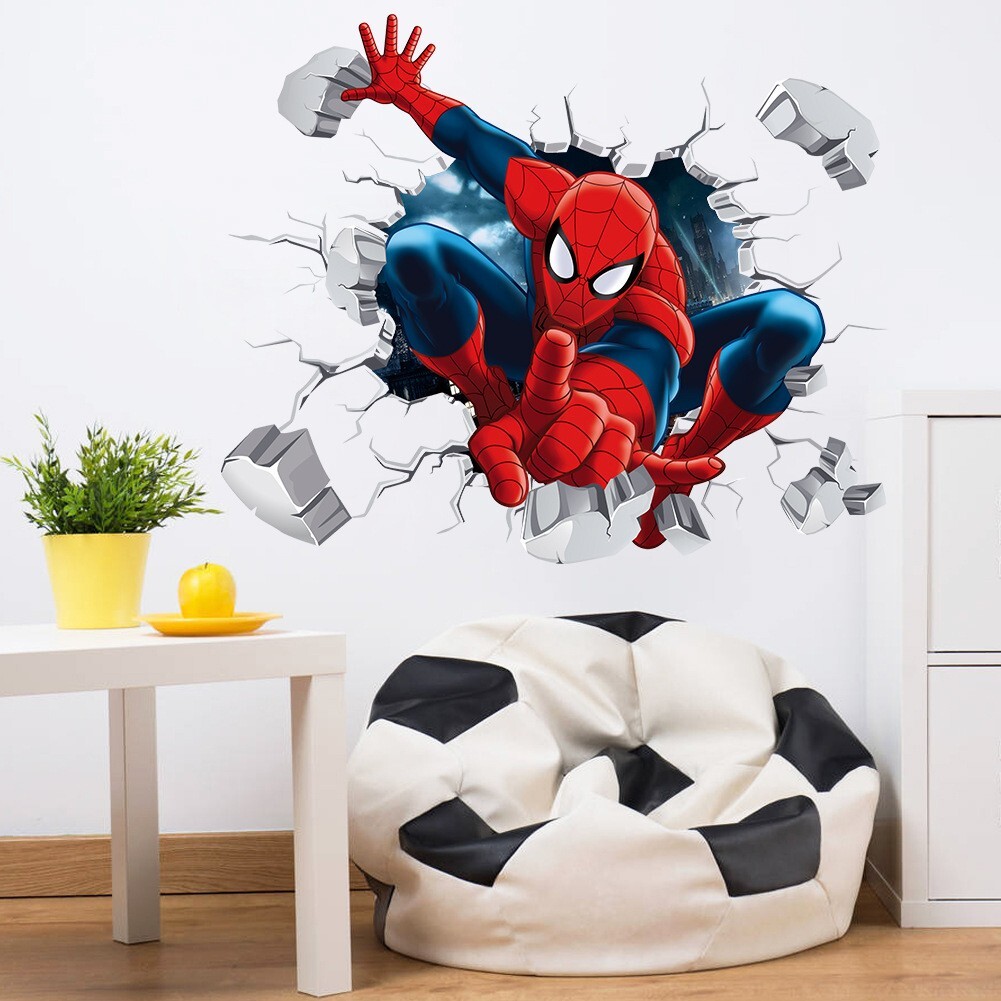 Children's Room Wallpaper 3D Stereoscopic Spider-Man Removable Wall Sticker