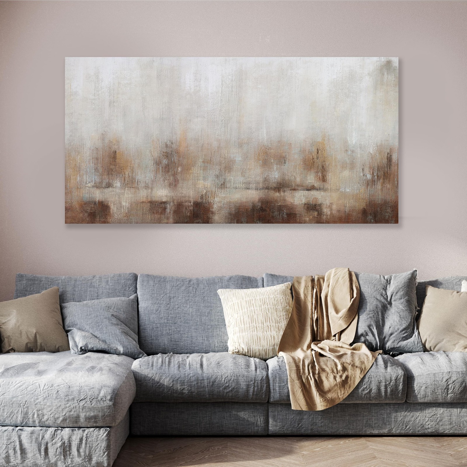 Abstract Wall Art Home Decor Wall Brown Canvas Print Wall Art Framed Modern A…