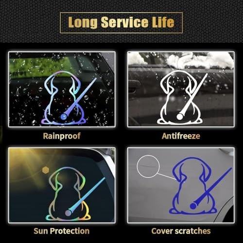 Reflective Dog Tail Wiper Decal, White Car Rear Window Sticker, Funny Moving