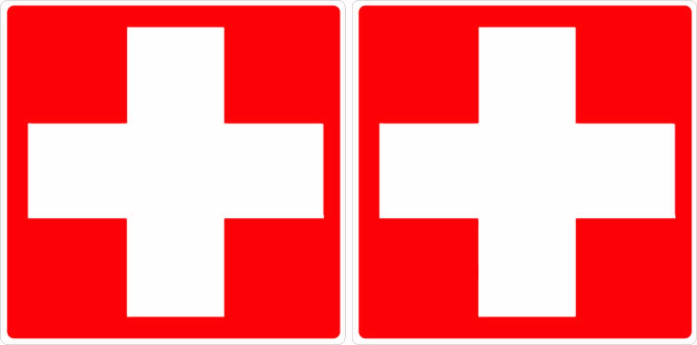 Pair of (2) Red Cross First Aid Vinyl Decal Sticker 1.0" x 1.0" 1 Pair P35