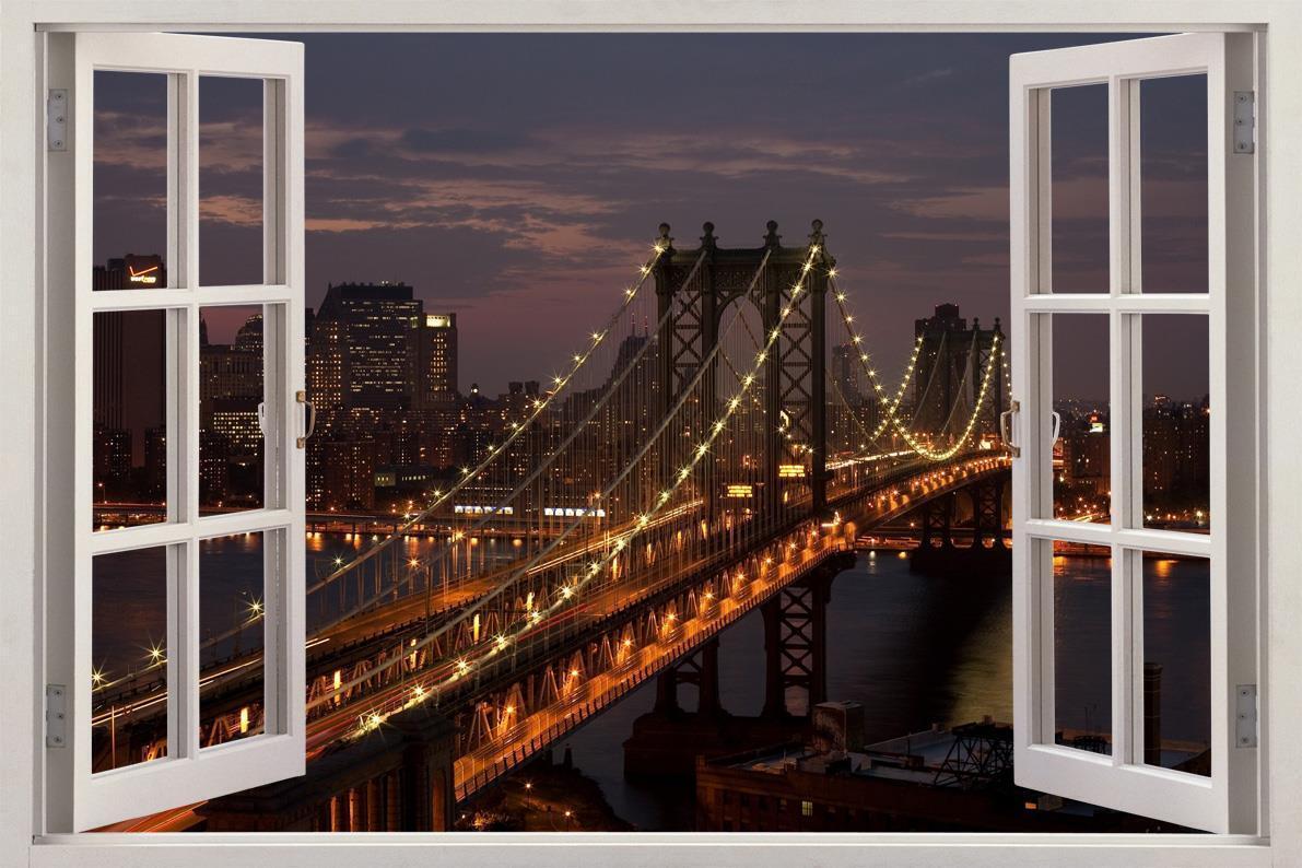 New York City Skyline NYC 3D Window View Decal WALL STICKER Decor Art Mural H86