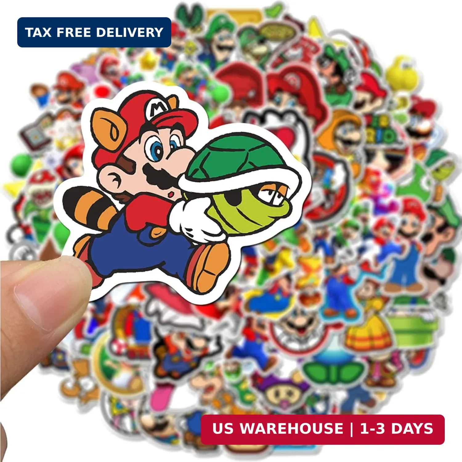100Pcs Mario Sticker for Kids, Cute Cartoon Waterproof Vinyl Decal for Teen Girl