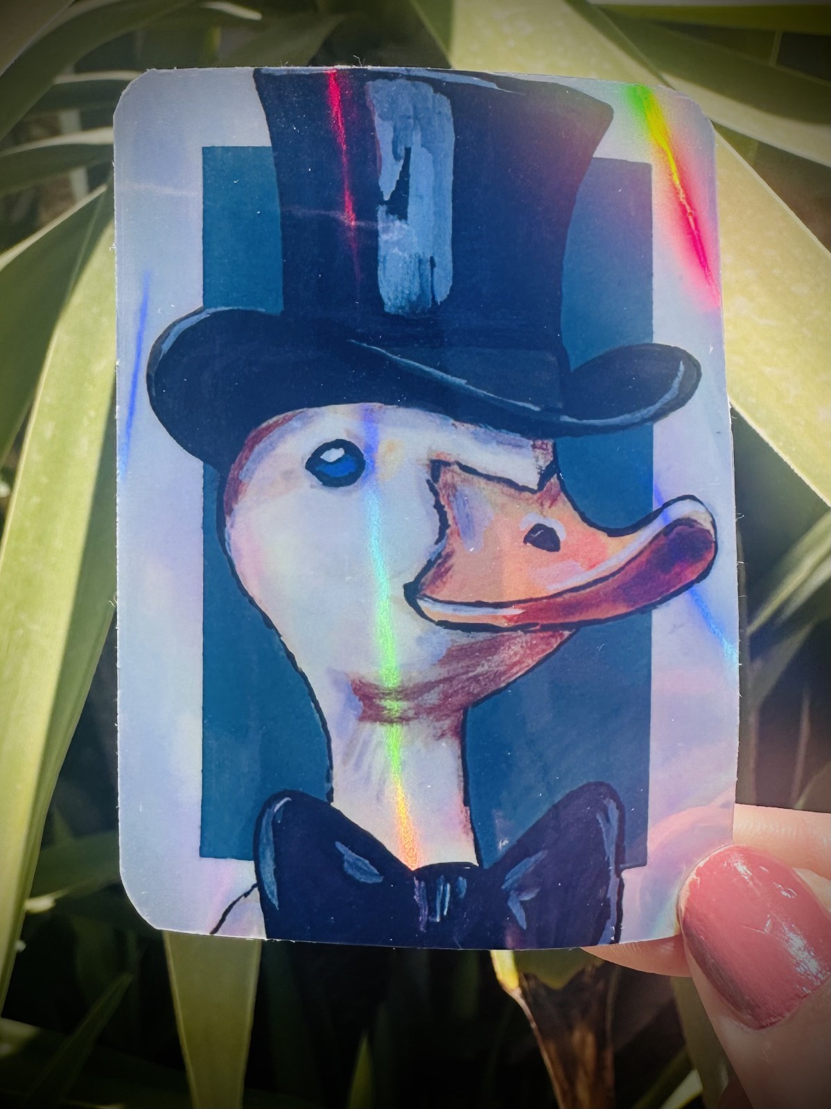 ACEO Original *HOLOGRAPHIC STICKER* “Gentleman Society” 2.5×3.5