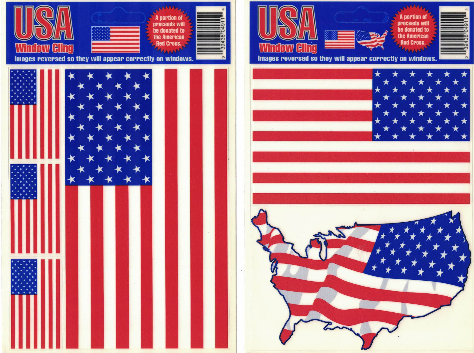 36 Total New USA Flags Static Cling Vinyl Window Decals – 12 Sets American Flag