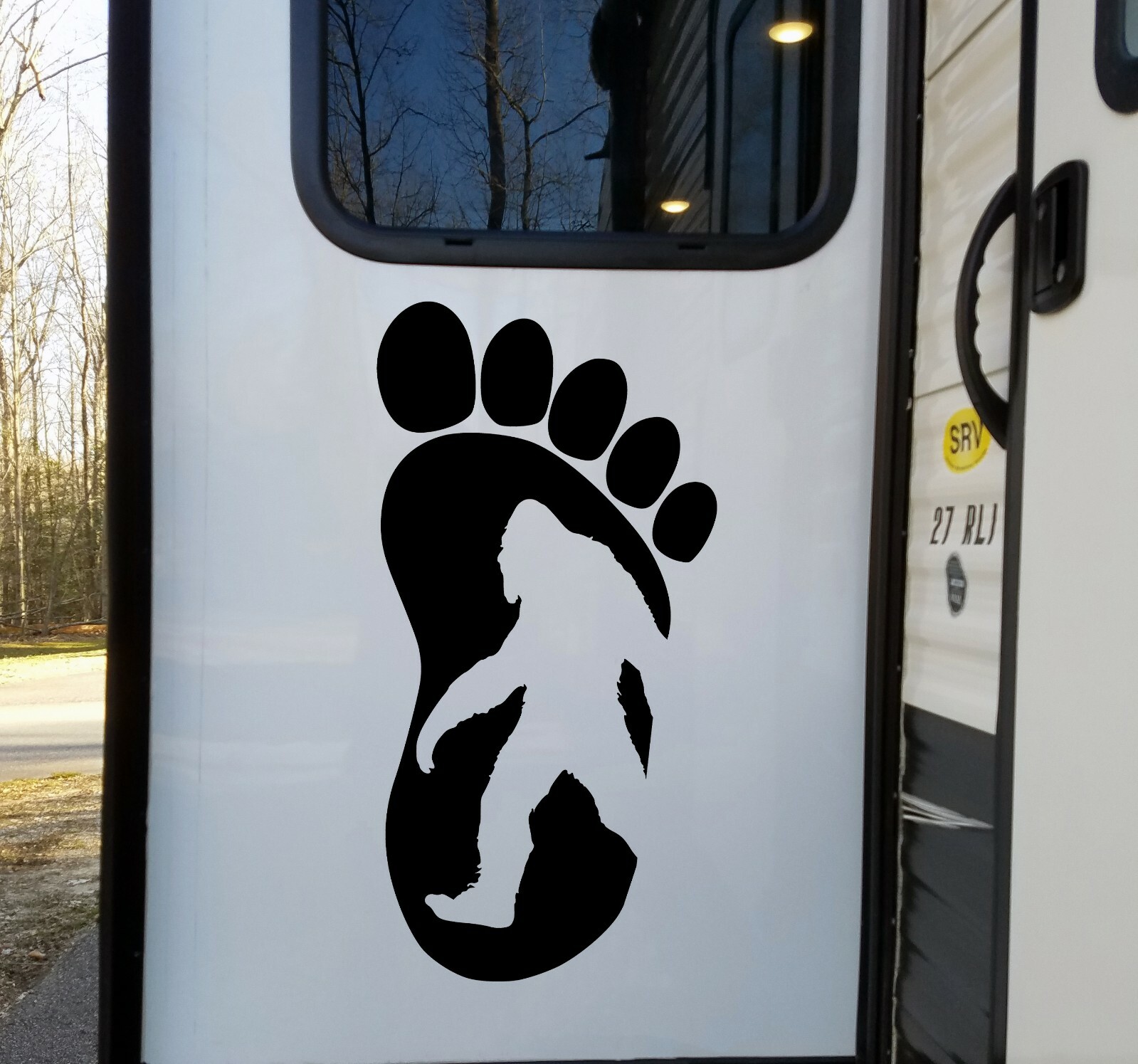 Bigfoot in Footprint Vinyl Decal V1 | Sasquatch PNW Hiking | Die Cut Sticker