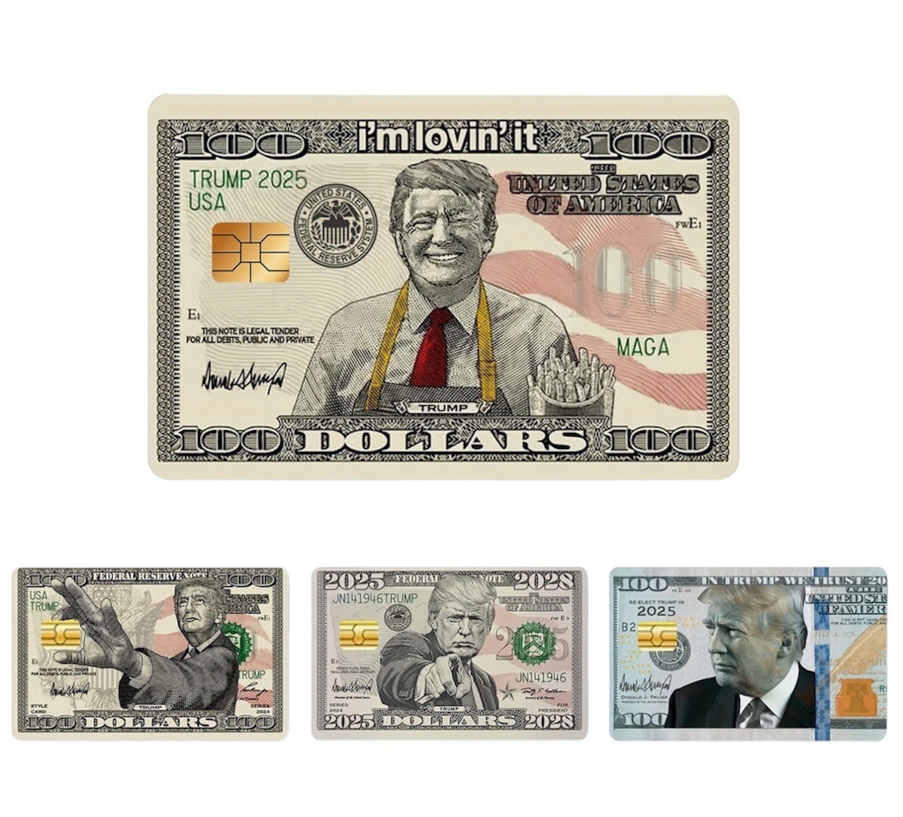 4-Pack Funny Meme Credit Card Skin Stickers – Small Chip – Pop Culture Parody