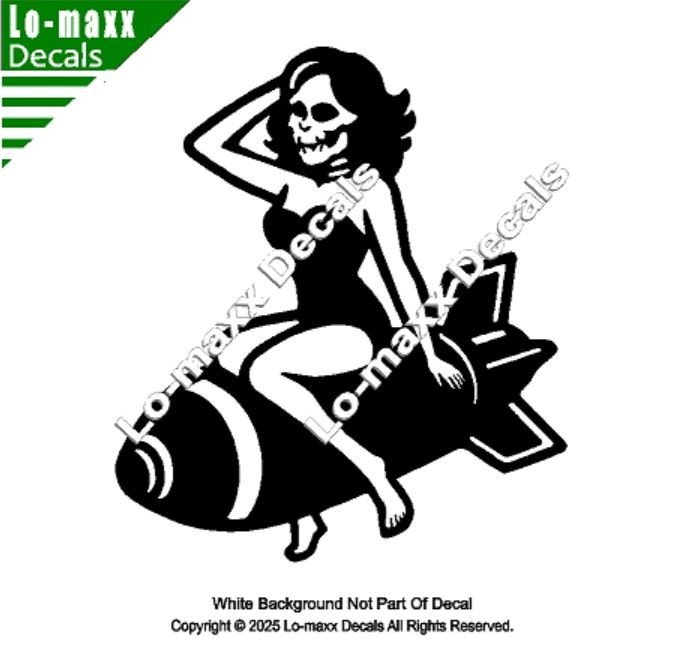 WWII Zombie Pin Up Bomb Decal Military Nose Art Style Avery Dennison Vinyl