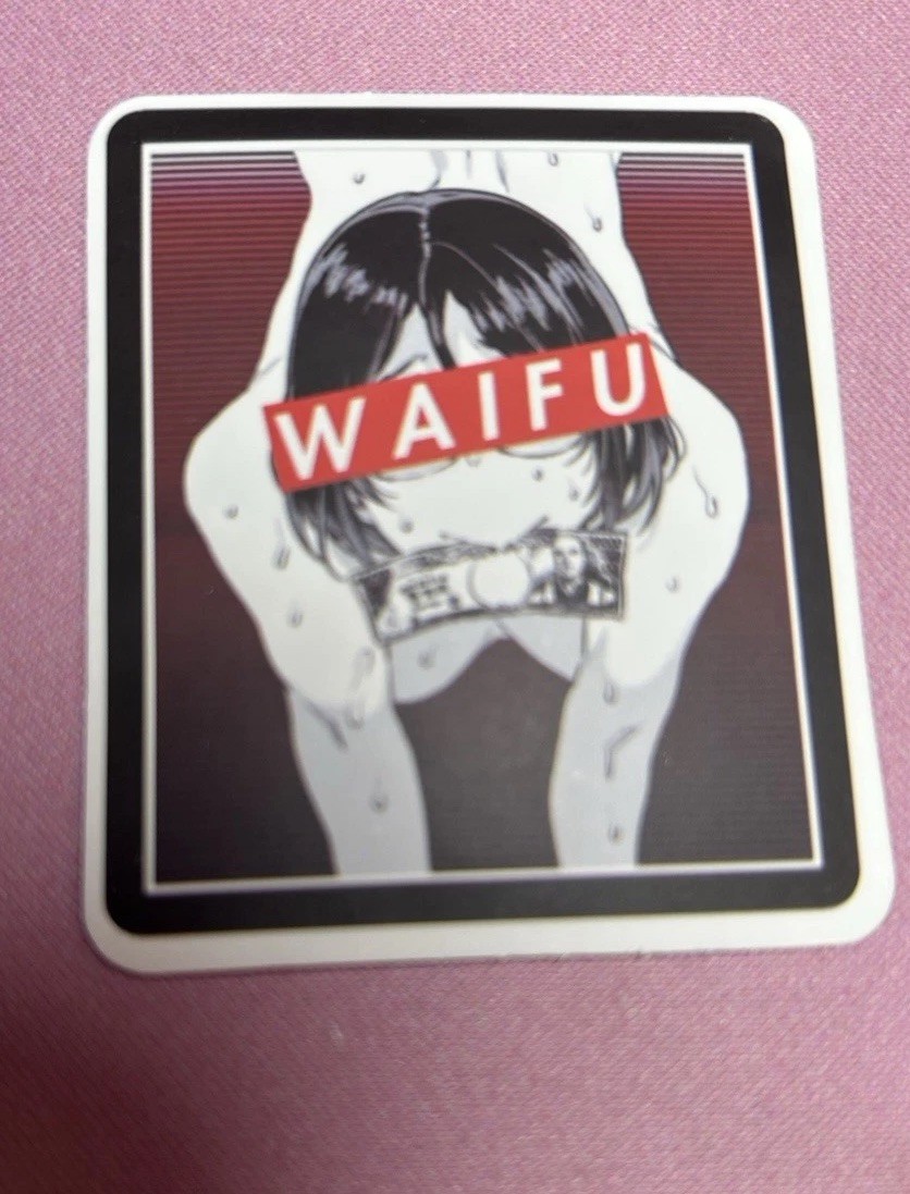 black and white waifu lewd stickers #6