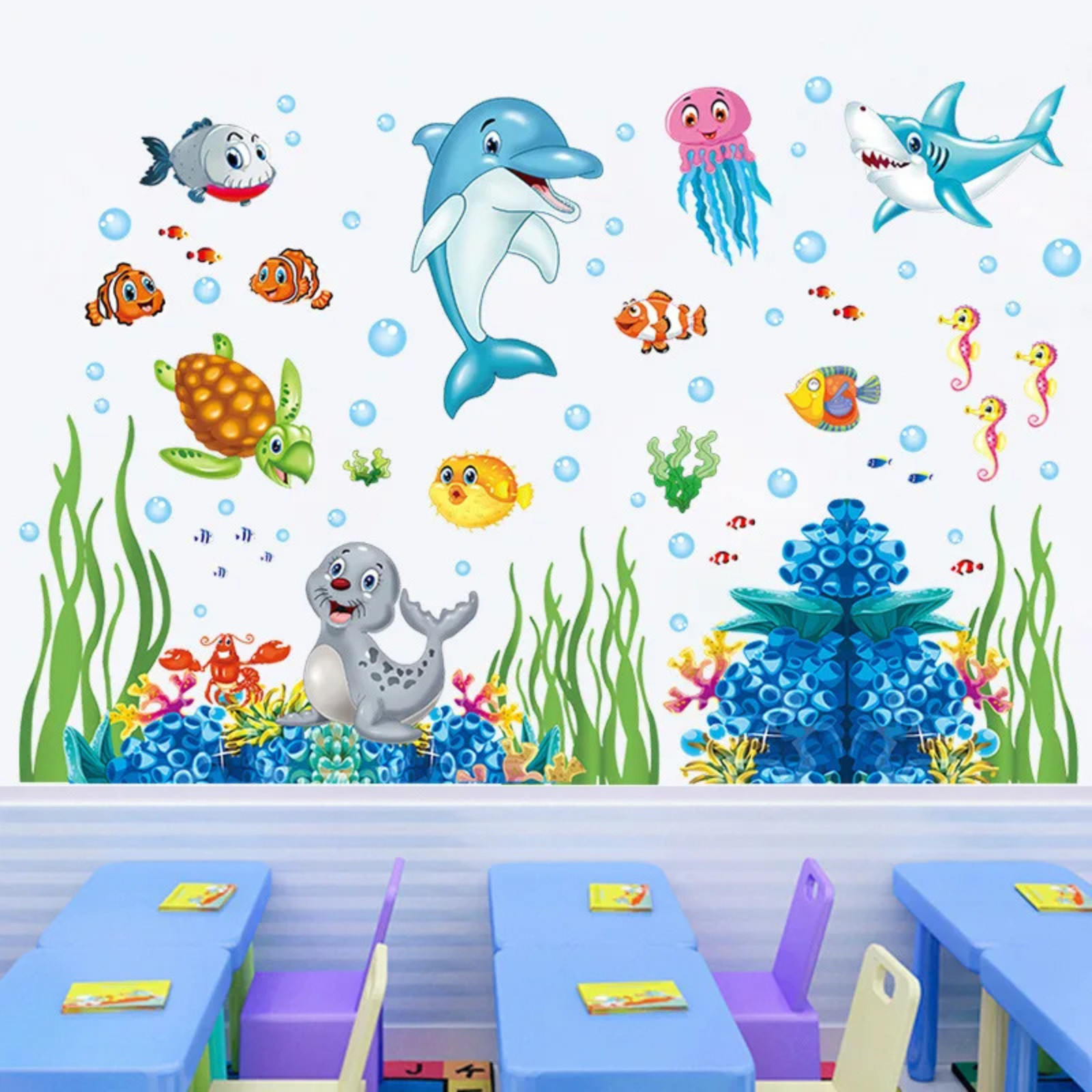 Nursery Aquarium ocean deep water sea For Kids Room Home Decoration Cartoon baby