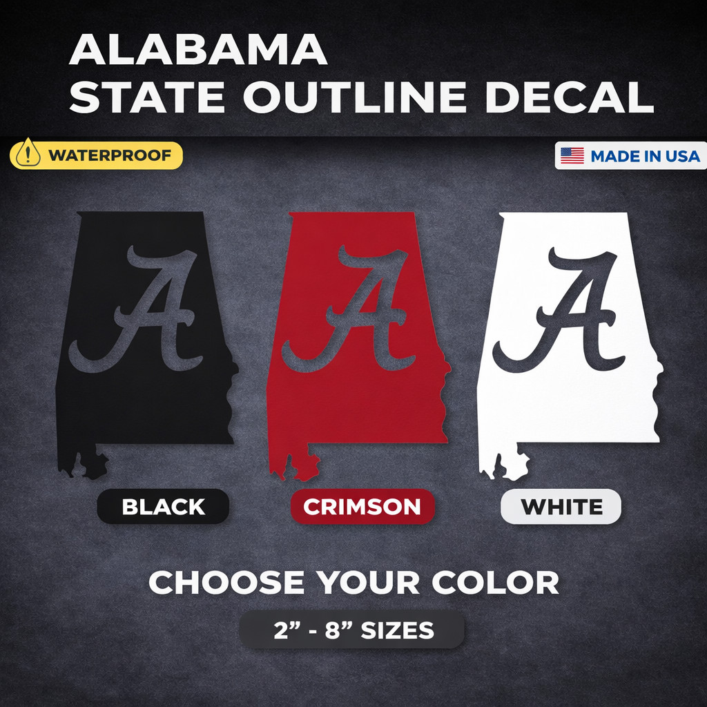 Alabama A Style State Outline Decal Sticker Car Truck Laptop Waterproof Vinyl