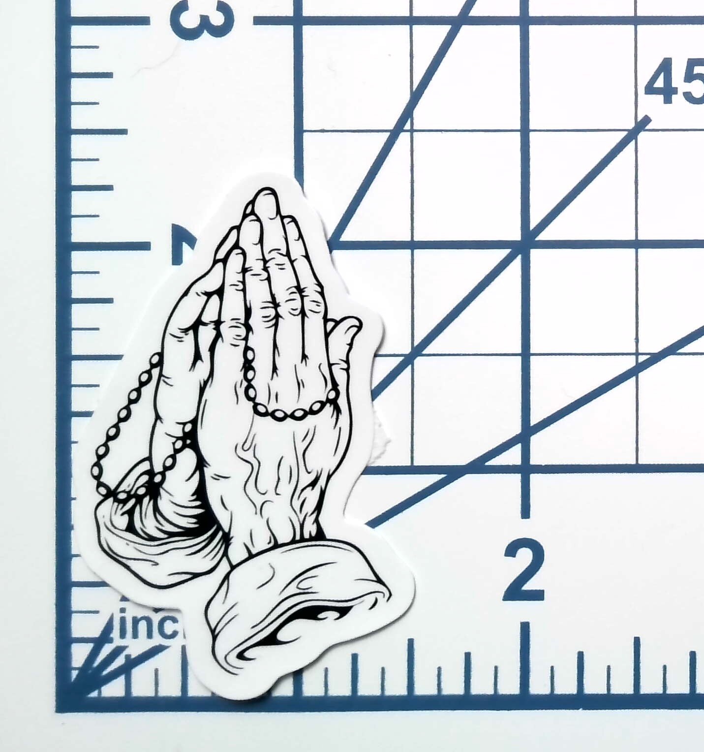 Praying Hands Rosary Die Cut Vinyl Sticker Decal Faith Spiritual Journal Gift