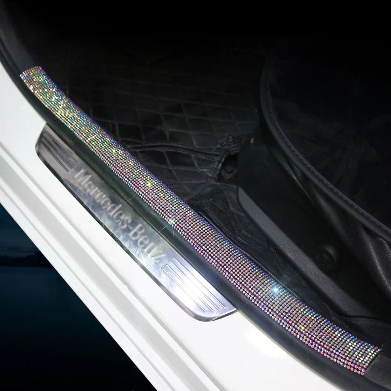 1pc Bling Rhinestone Car Sticker Decoration Auto Multi-function Threshold Protec