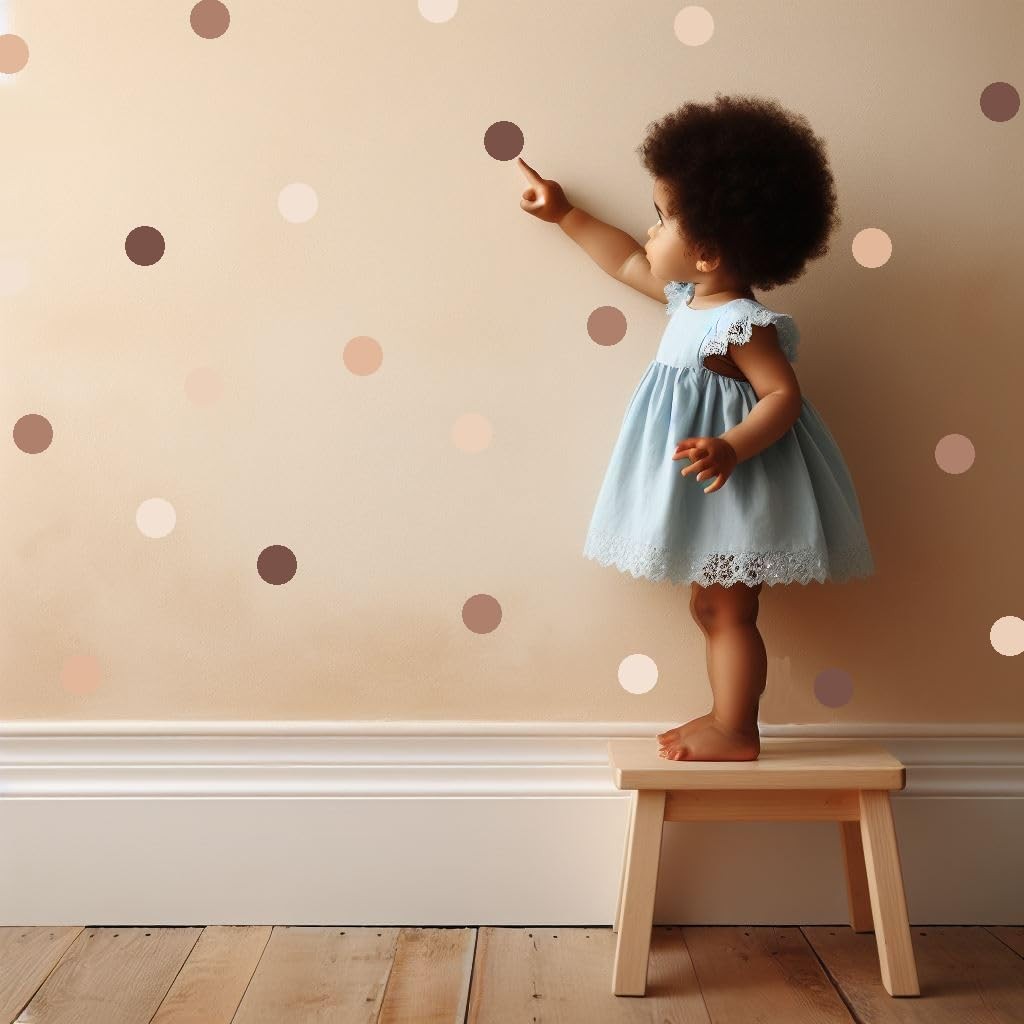 Neutral Boho Polka Dot Wall Decals – 150 2-inch Brown Wall Stickersl | Earthy…