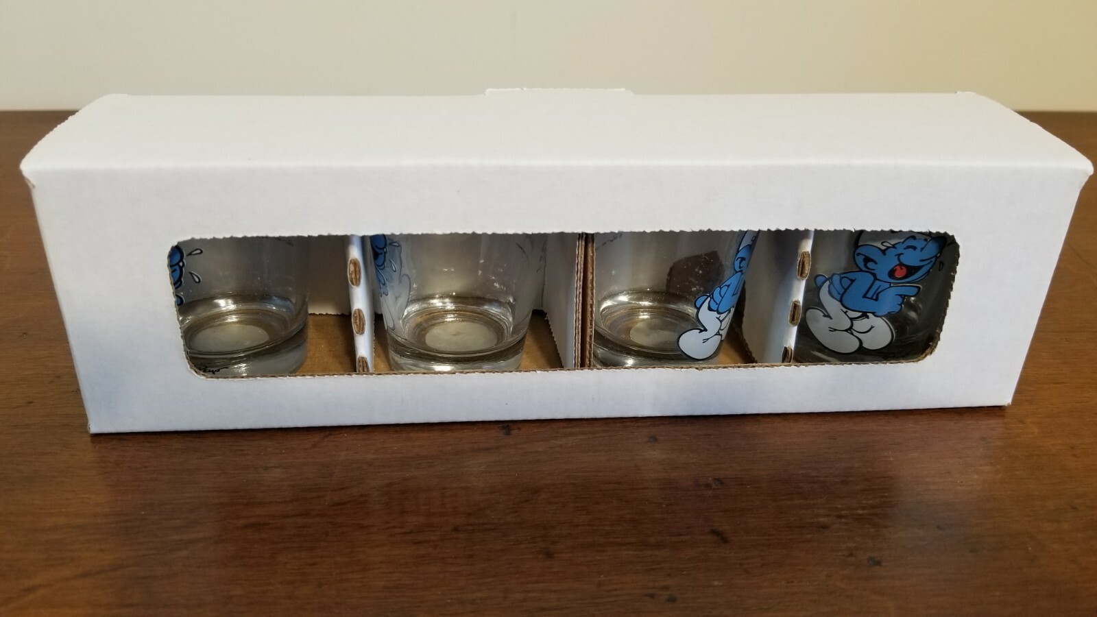 SHOT GLASS Lot of 4 The Smurfs Laugh Mini Glass SET NEW