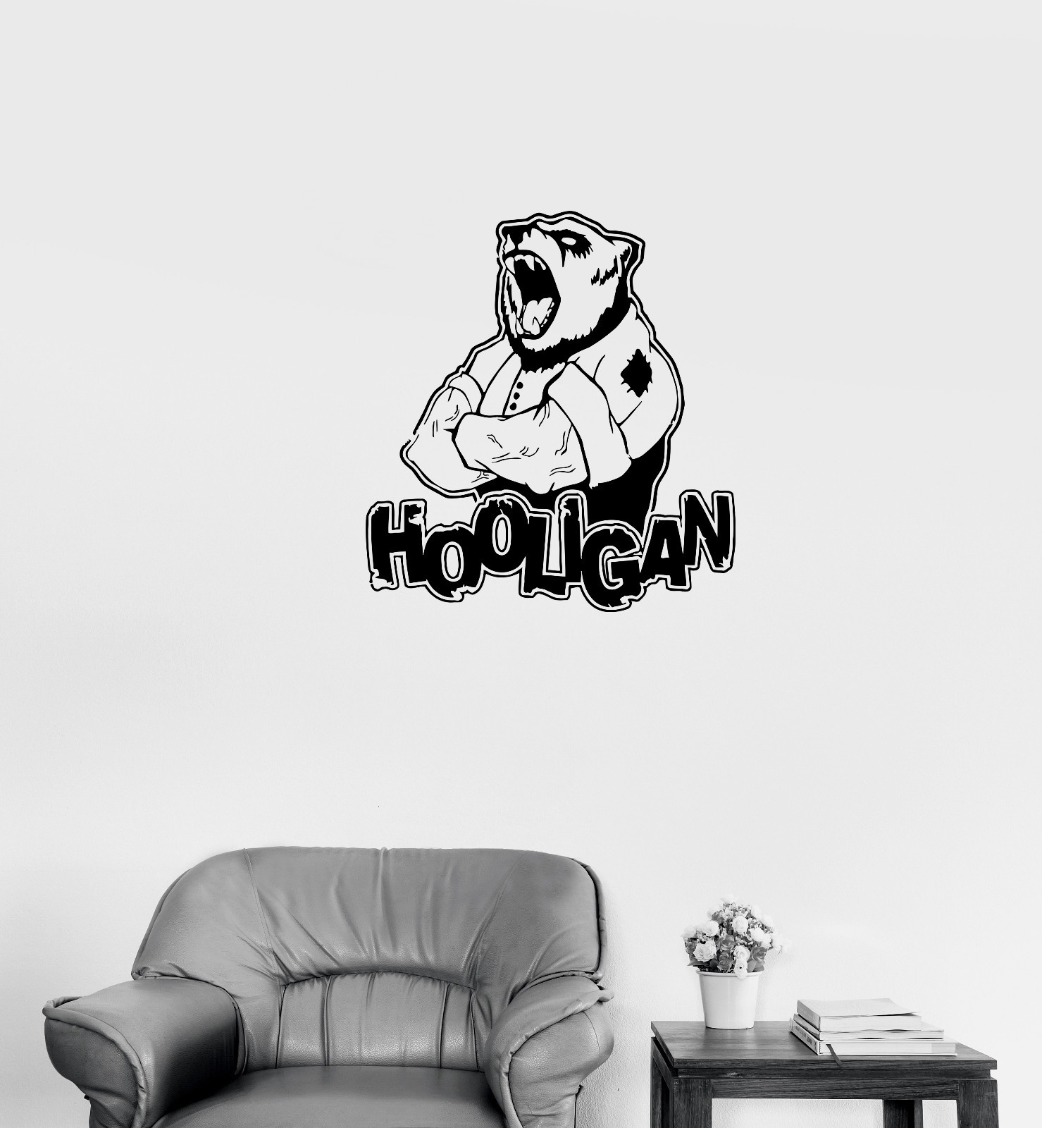 Wall Decal Ferocious Bear Head Animal Hooligan Man Vinyl Sticker (ed1020)
