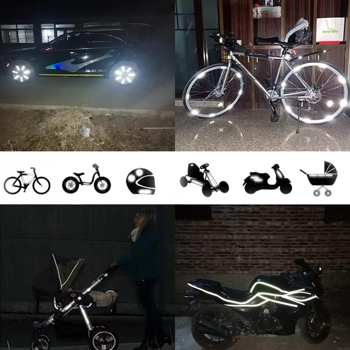 42Pcs Reflective Stickers, Reflective Decals Multi Shapes Kit, Waterproof Outdoo