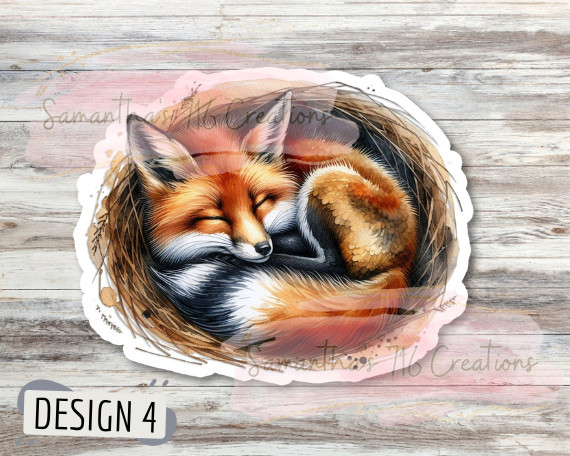 Fox Watercolor Vinyl Stickers 3" For Laptops, Etc. Indoor, Water Resistant