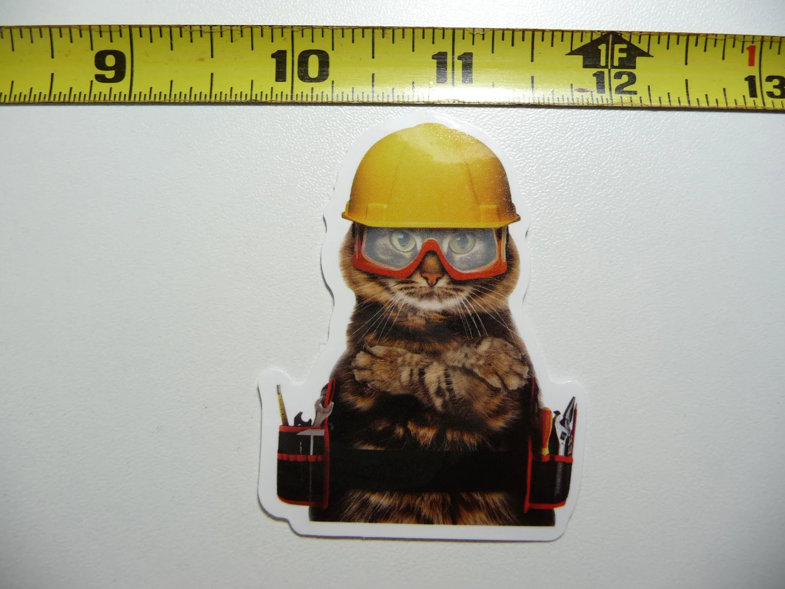 HARDHAT CONSTRUCTION CAT SMALL STICKER DECAL FELINE PET HOUSE KITTEN