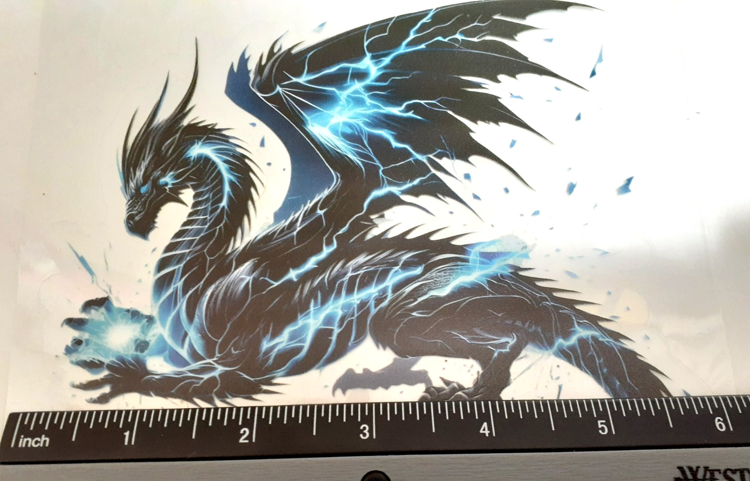 Thunder & Lightning Dragon Vinyl Decal Sticker 5.75" x 5.75" Clear Background