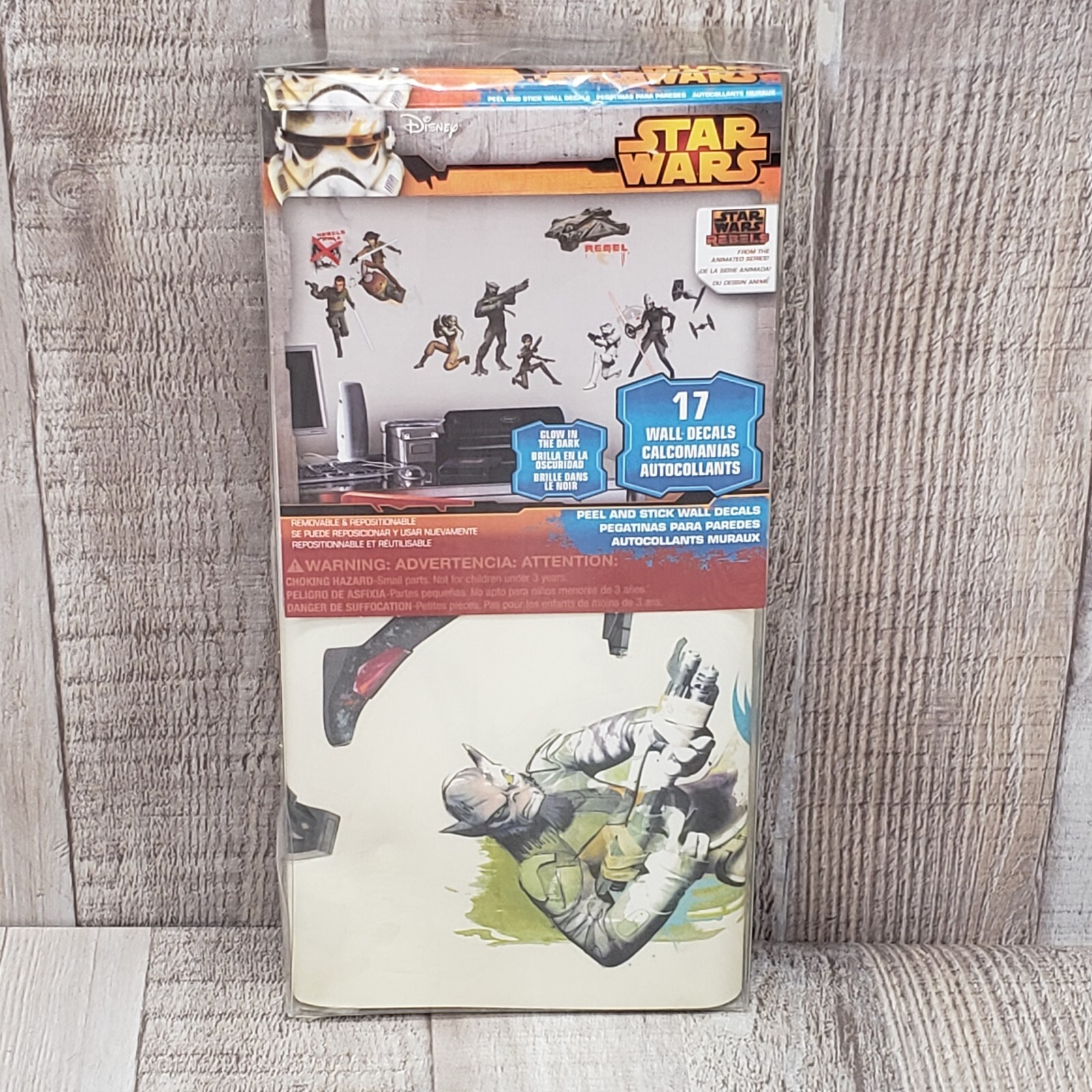 STAR WARS Rebels Wall Decals 17pc Removable & Reusable Glow In The Dark Design