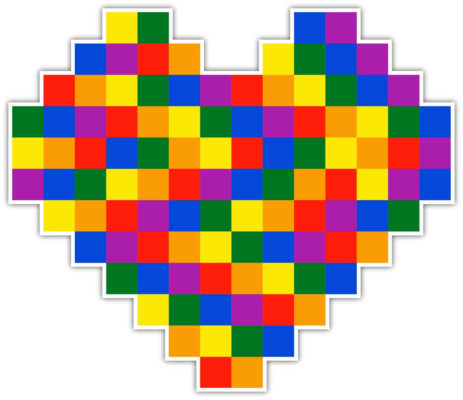 Rainbow Heart Geometric Vinyl Sticker Car Laptop Phone Wall Pixel Art