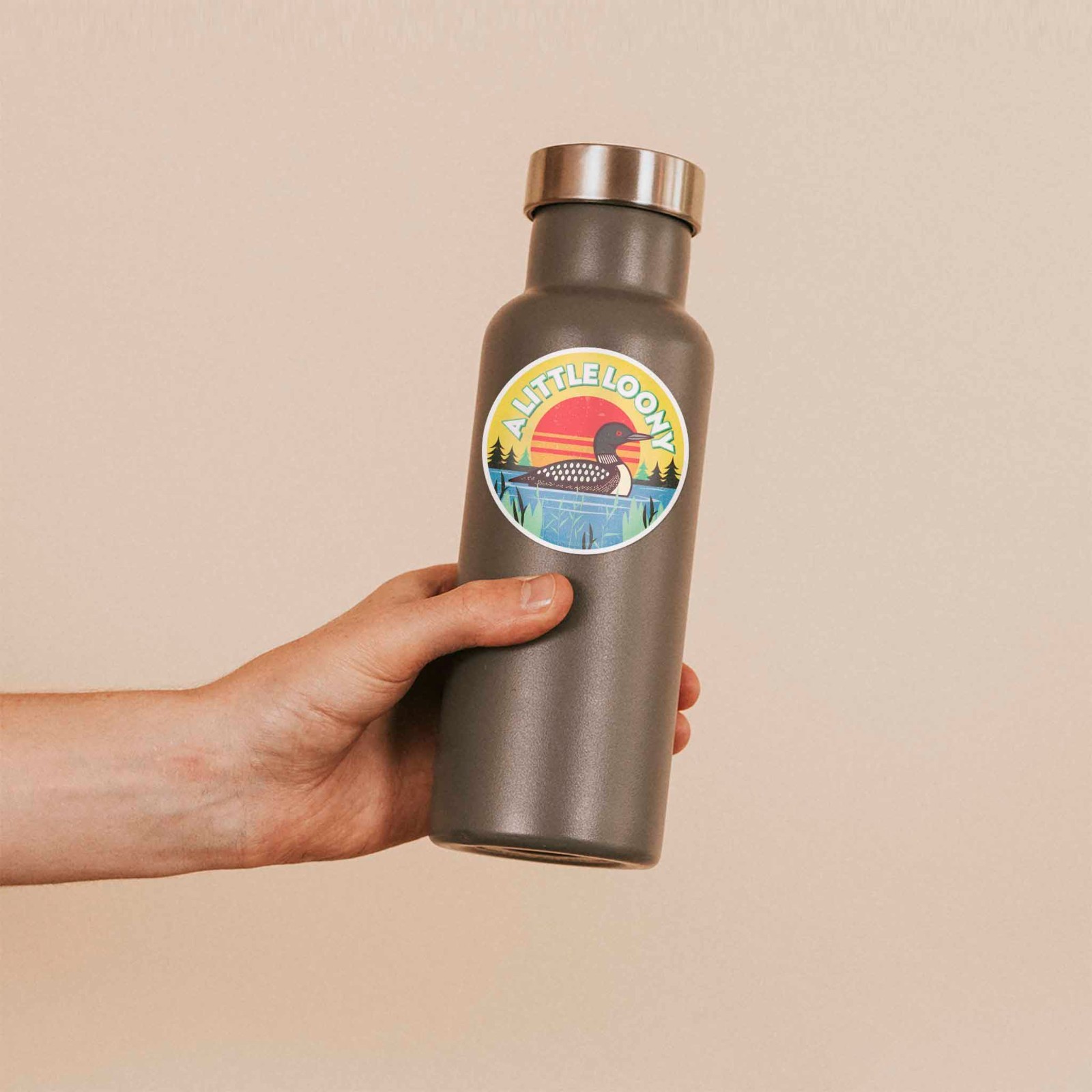 A Little Loony Birdwatching Sticker – Midwest Lake Bird Decal for Water Bottle