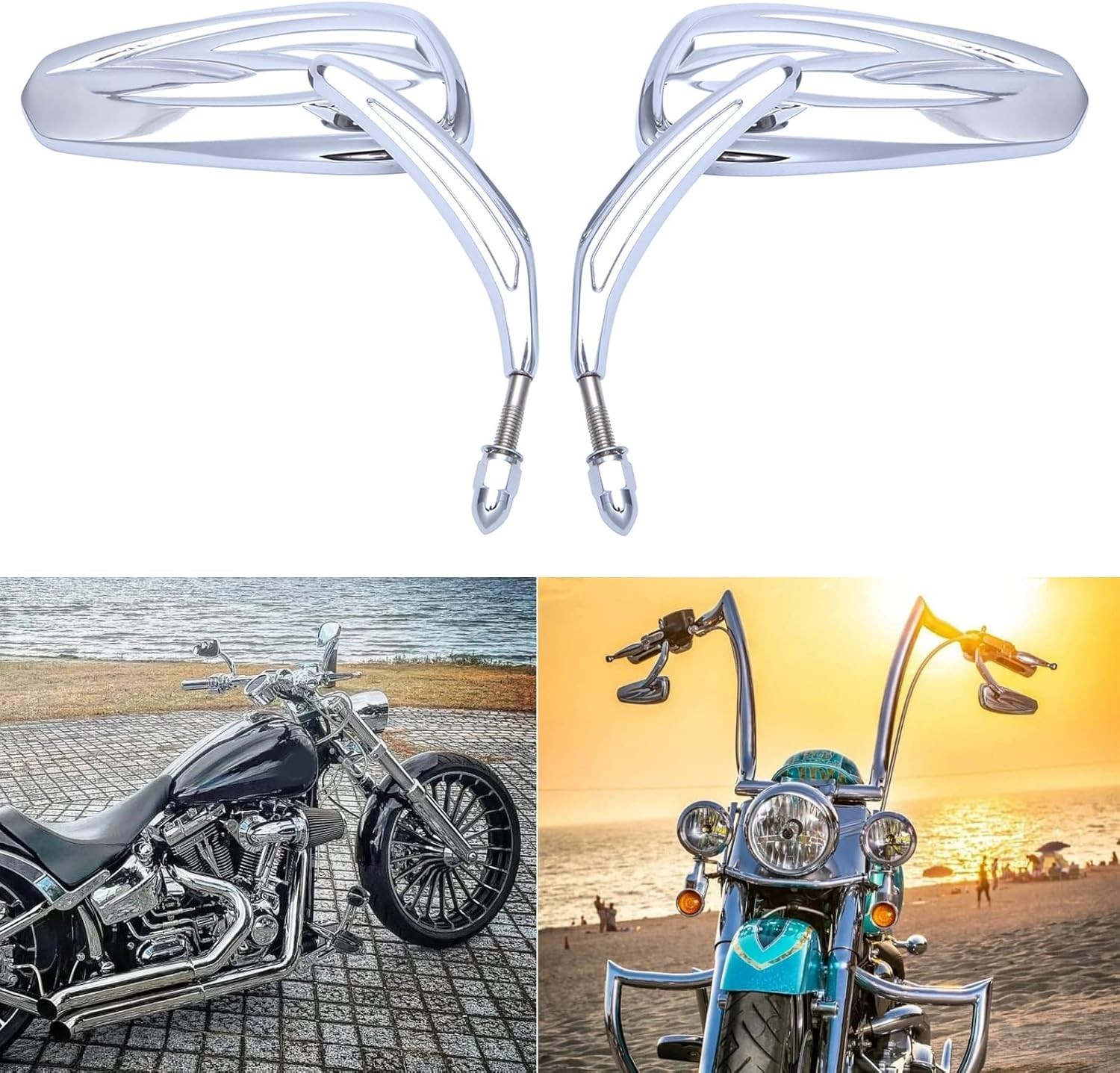 Chrome Motorcycle Side Mirror for Road King Street Electra Glide Road Glide Dyna