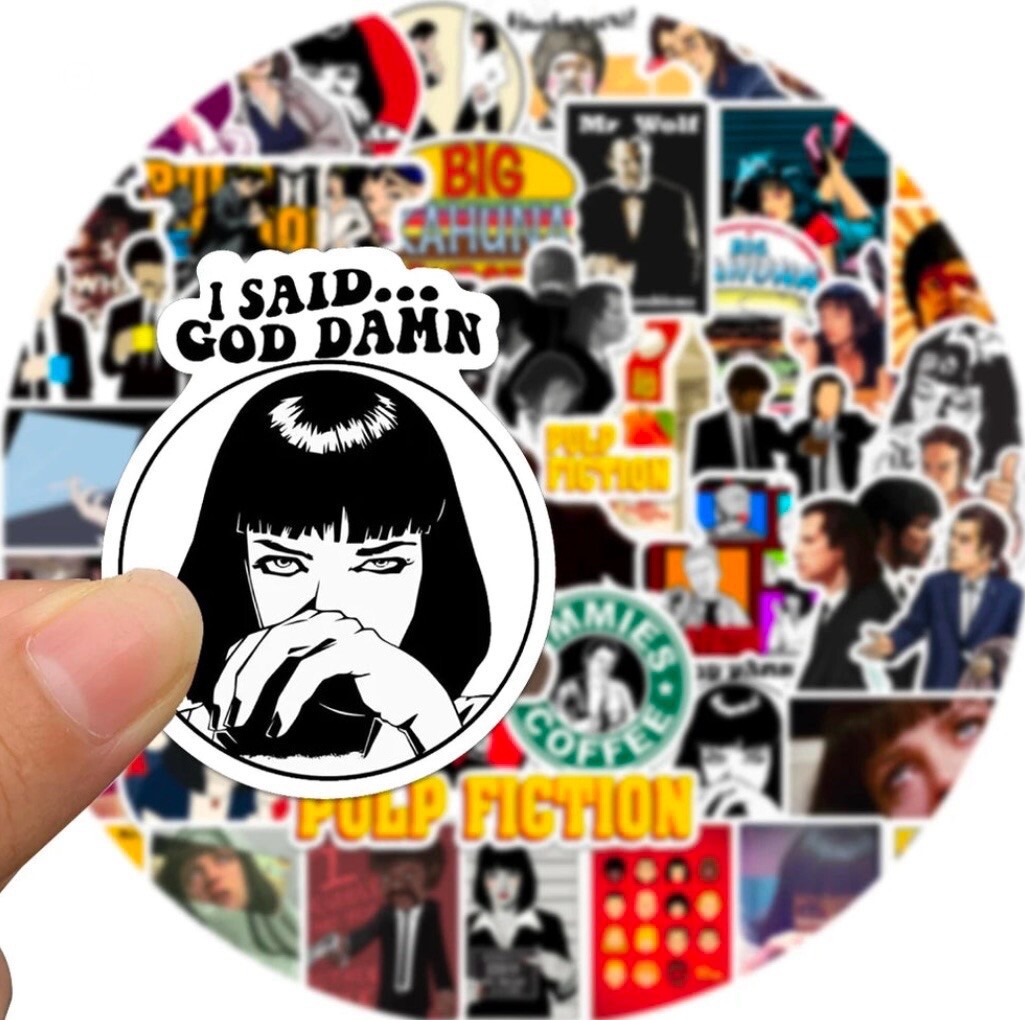 Pulp Fiction Stickers 50pk Mixed Movie Themed Pulp Fiction Random Funny Stickers