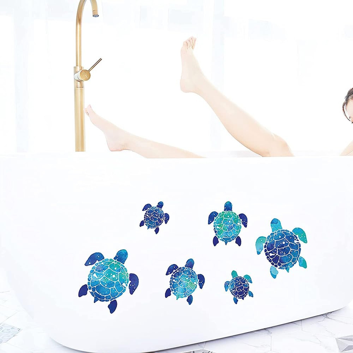 24 Pieces Sea Turtle Wall Decals Turtle Vinyl Stickers for Bathroom Underwate…