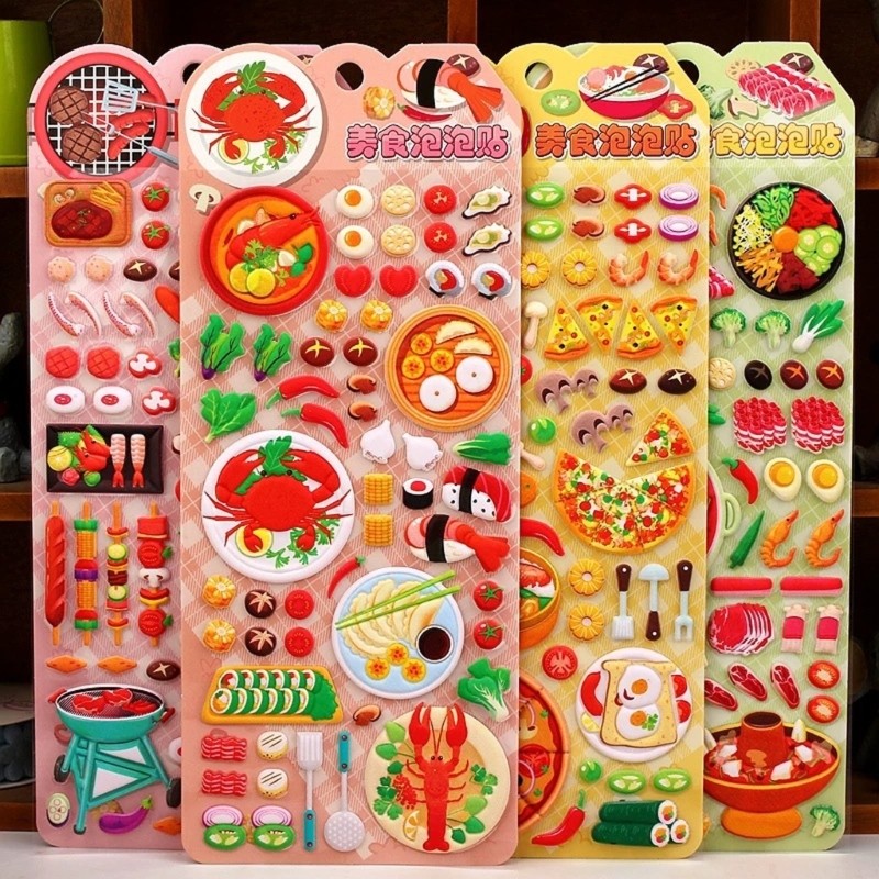 Plastic Pizzas Sticker 3D Kids Craft Assorted Designs Safe Material NoResidue