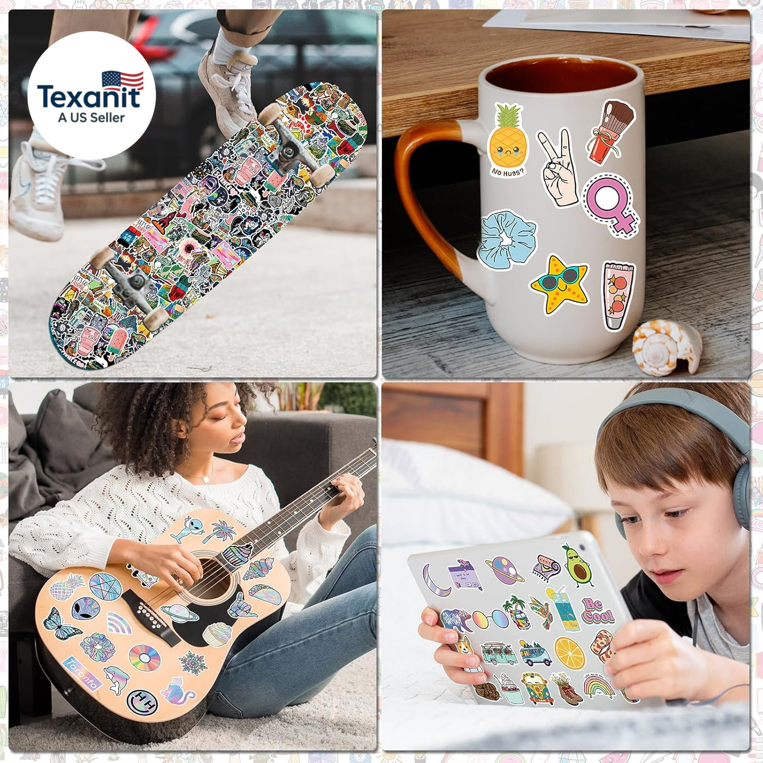 600 PCS Stickers Pack，Cute Colorful Waterproof Stickers，Vinyl Art Stickers.Valen