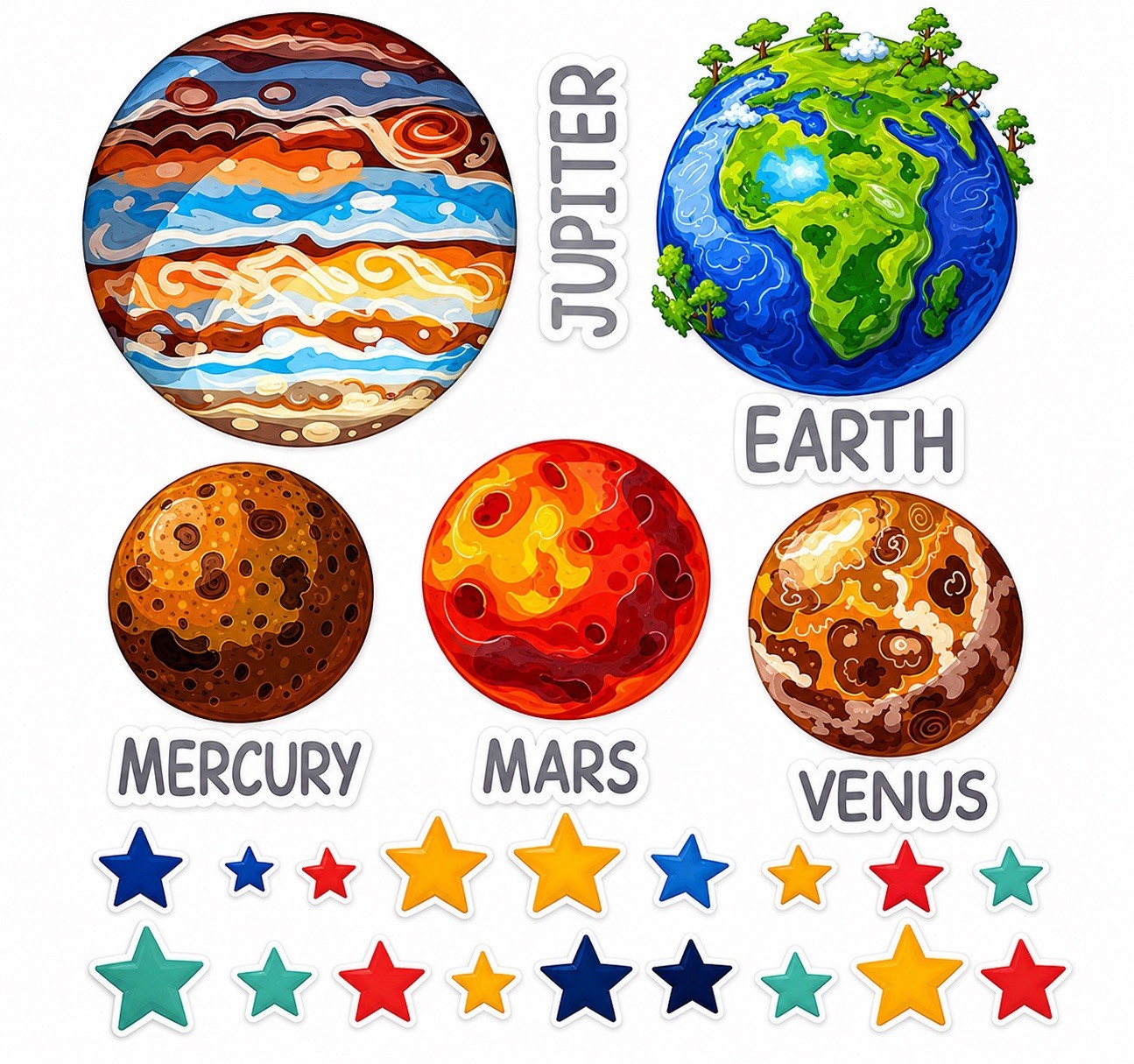98pc Space Wall Stickers, Planet/Solar System, x4 3D Mouse, ABC/123 Infiniprint