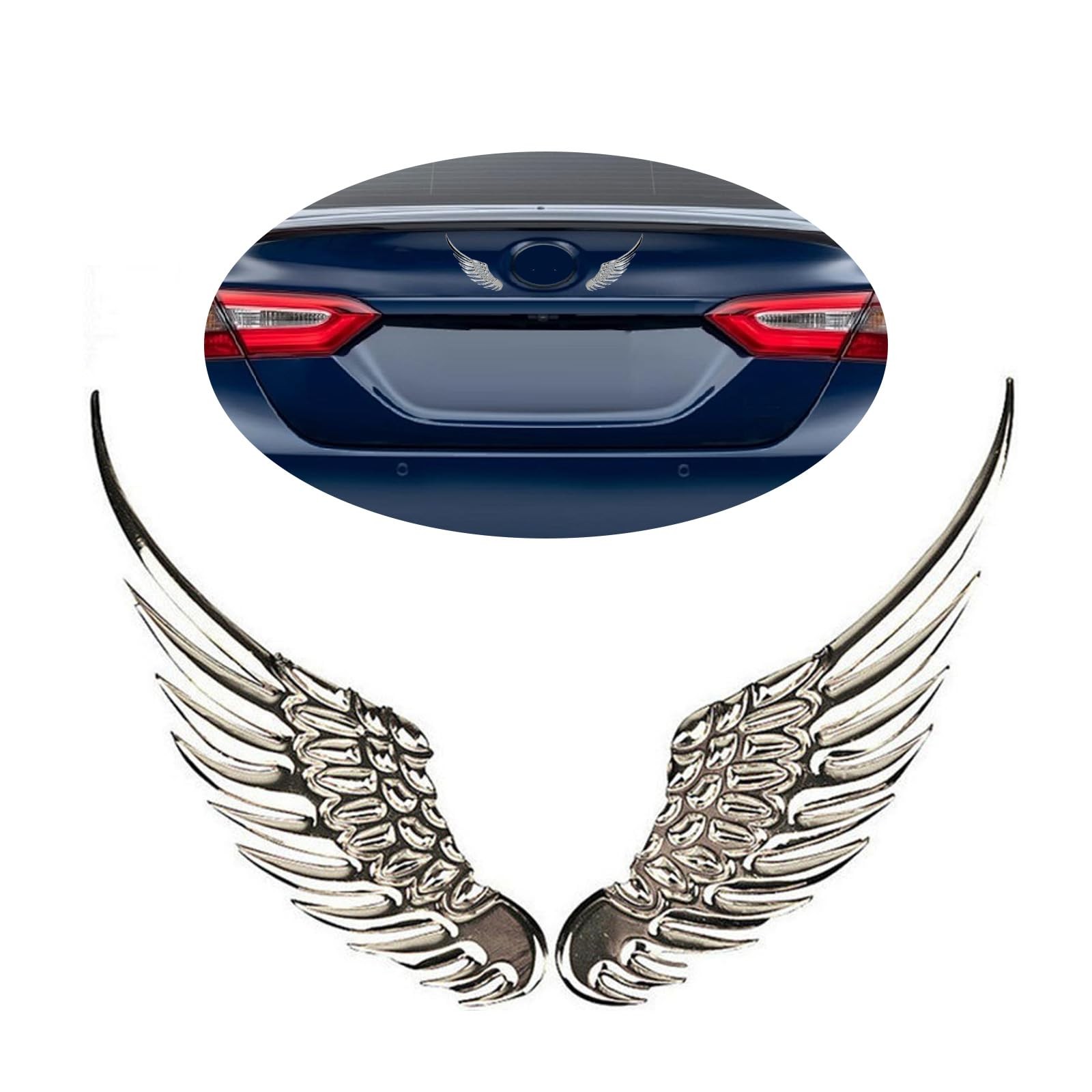 1 Pack 2 Pcs Silvery Car Angel Wings Sticker,4.9 in*1.37 * 0.39 in Car Tail S…