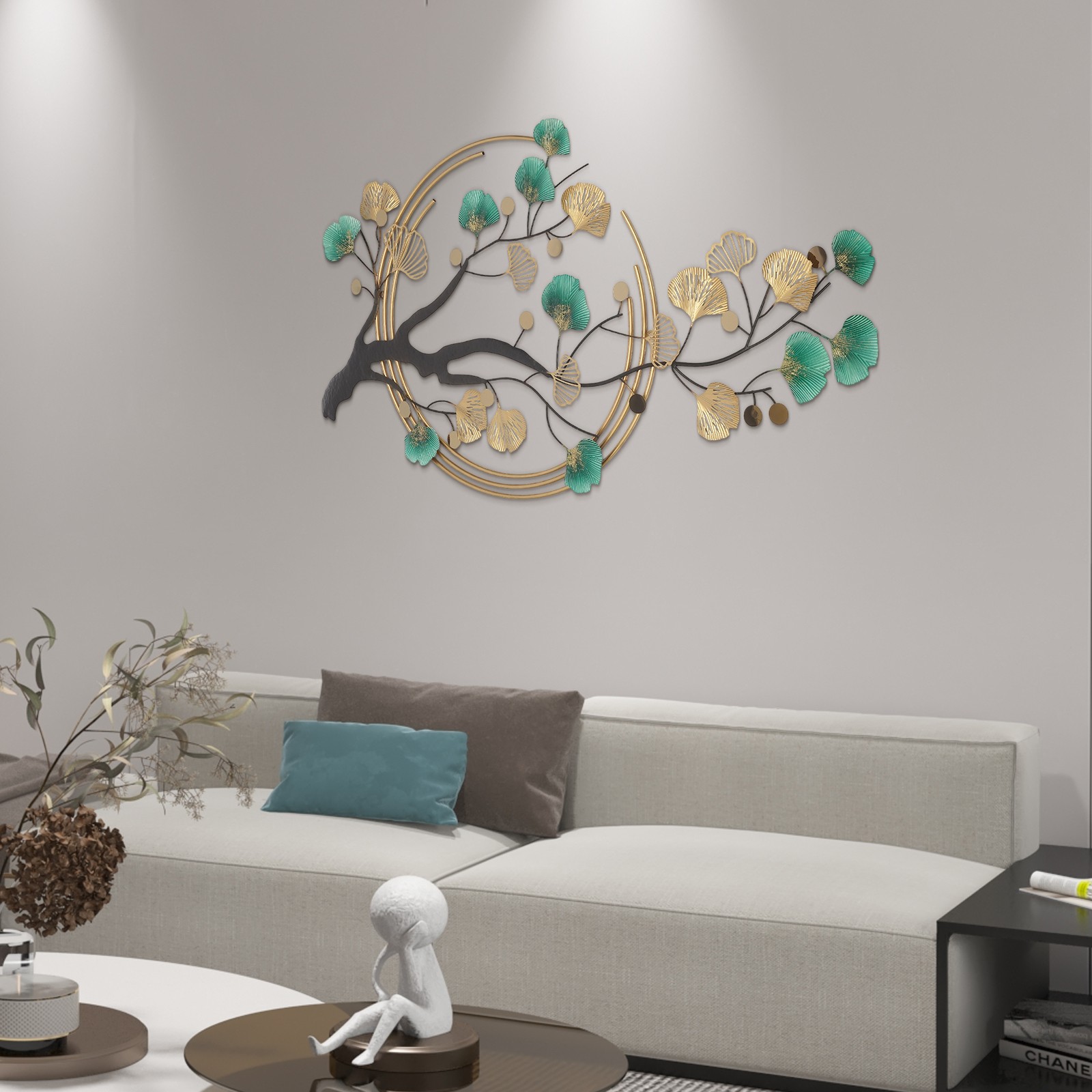Metal Wall-mounted Home Decoration Art Creative Ginkgo Decor For Living Room